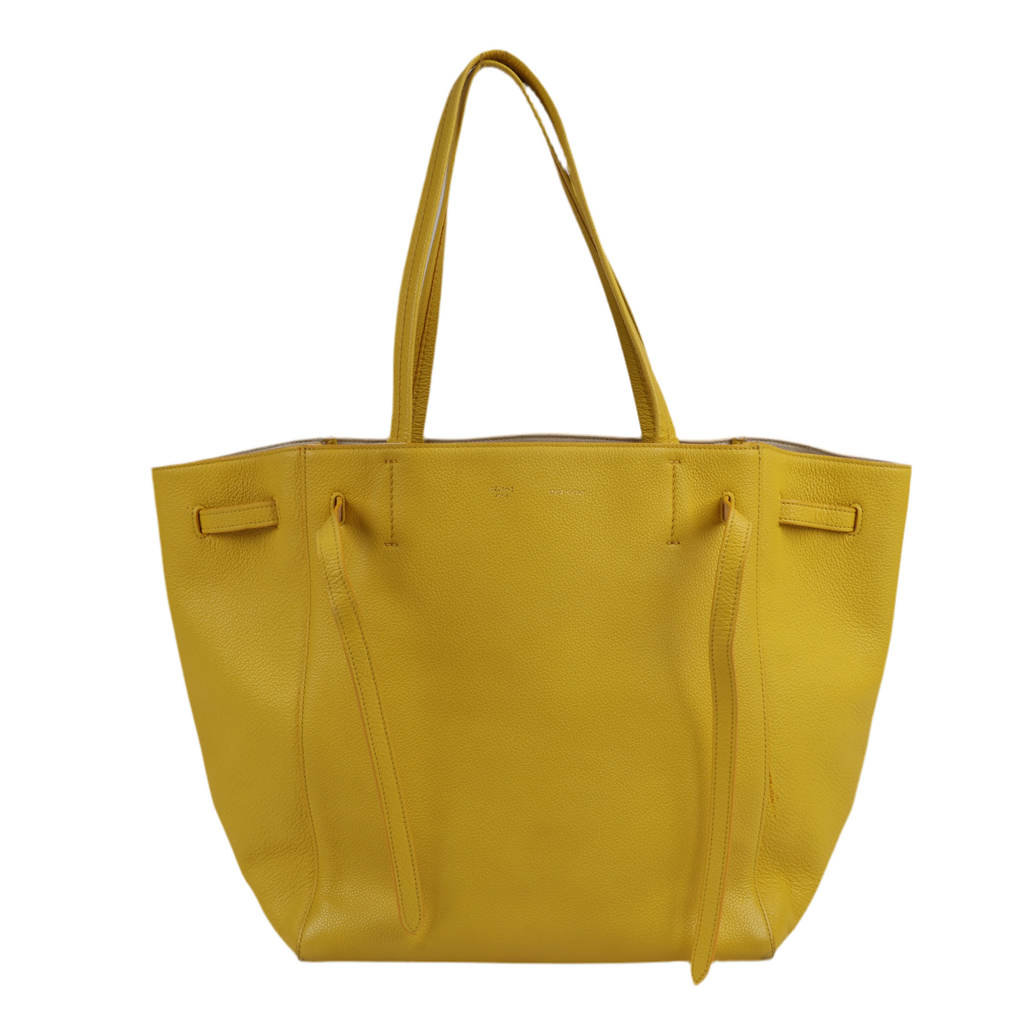 Celine Cabas Phantom, kleine Schultertasche aus gelbem Leder
