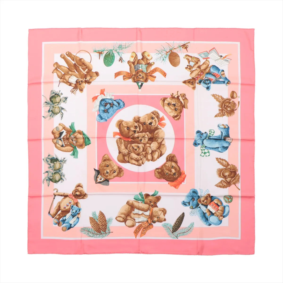 Hermes Carré 90 „CONFIDENTS DESCOEURS“ Seidentaschentuch in Rosa