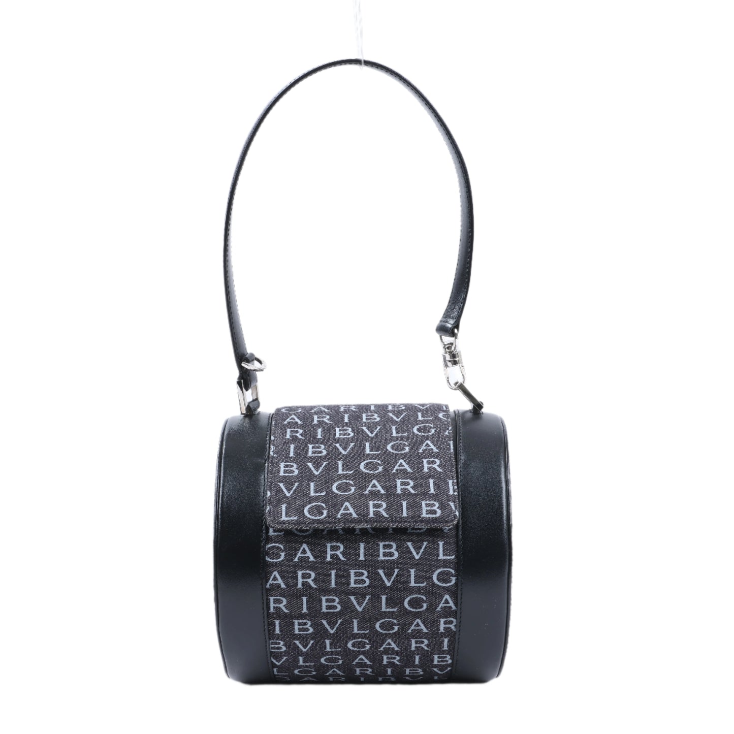 BVLGARI B.Zero 1 Denim- und Lederhandtasche in Schwarz x Marineblau