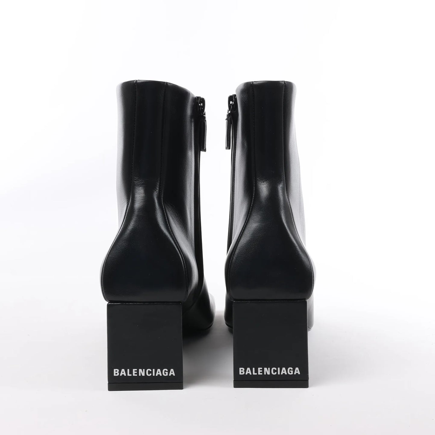 Balenciaga Logo Leather Ankle Boots in Black 623924, Size 39 EU