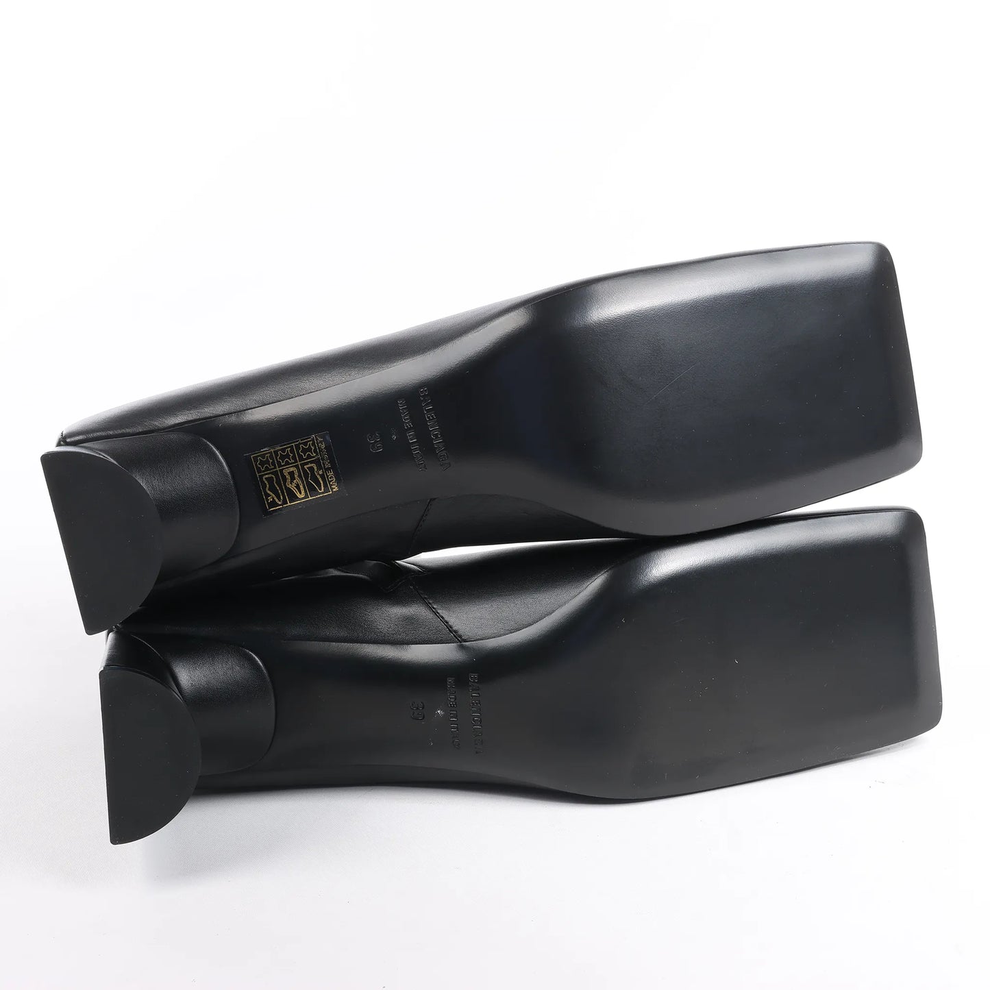 Balenciaga Logo Leather Ankle Boots in Black 623924, Size 39 EU