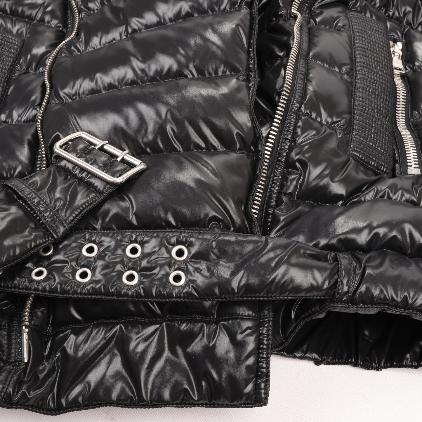 Balmain Black Fall Biker Down Jacket in Size M (slim fit) W4HT812C642B