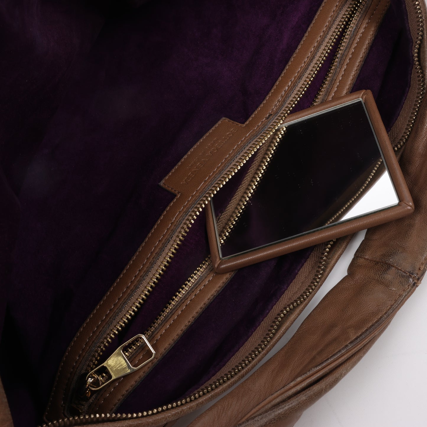 Bottega Veneta Intrecciato Hobo Leather Shoulder Bag in Brown