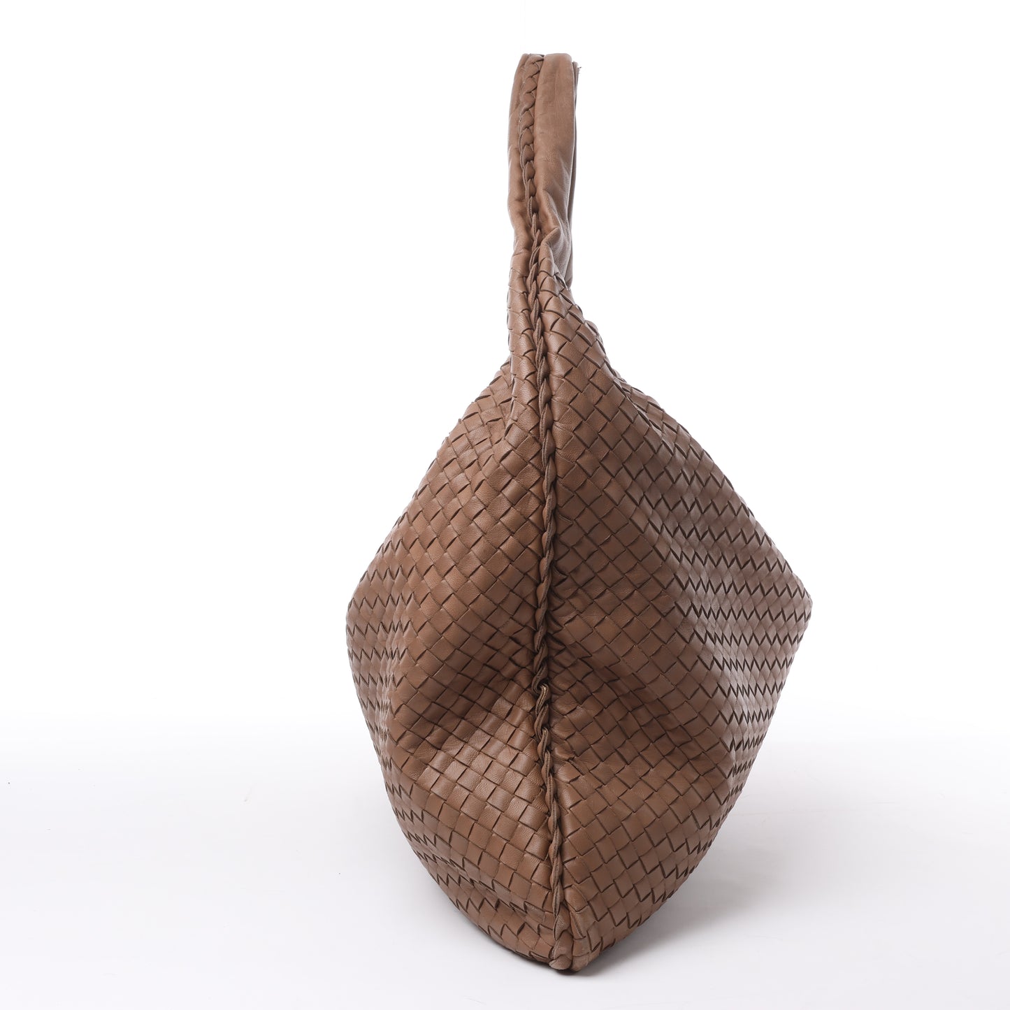 Bottega Veneta Intrecciato Hobo Leather Shoulder Bag in Brown