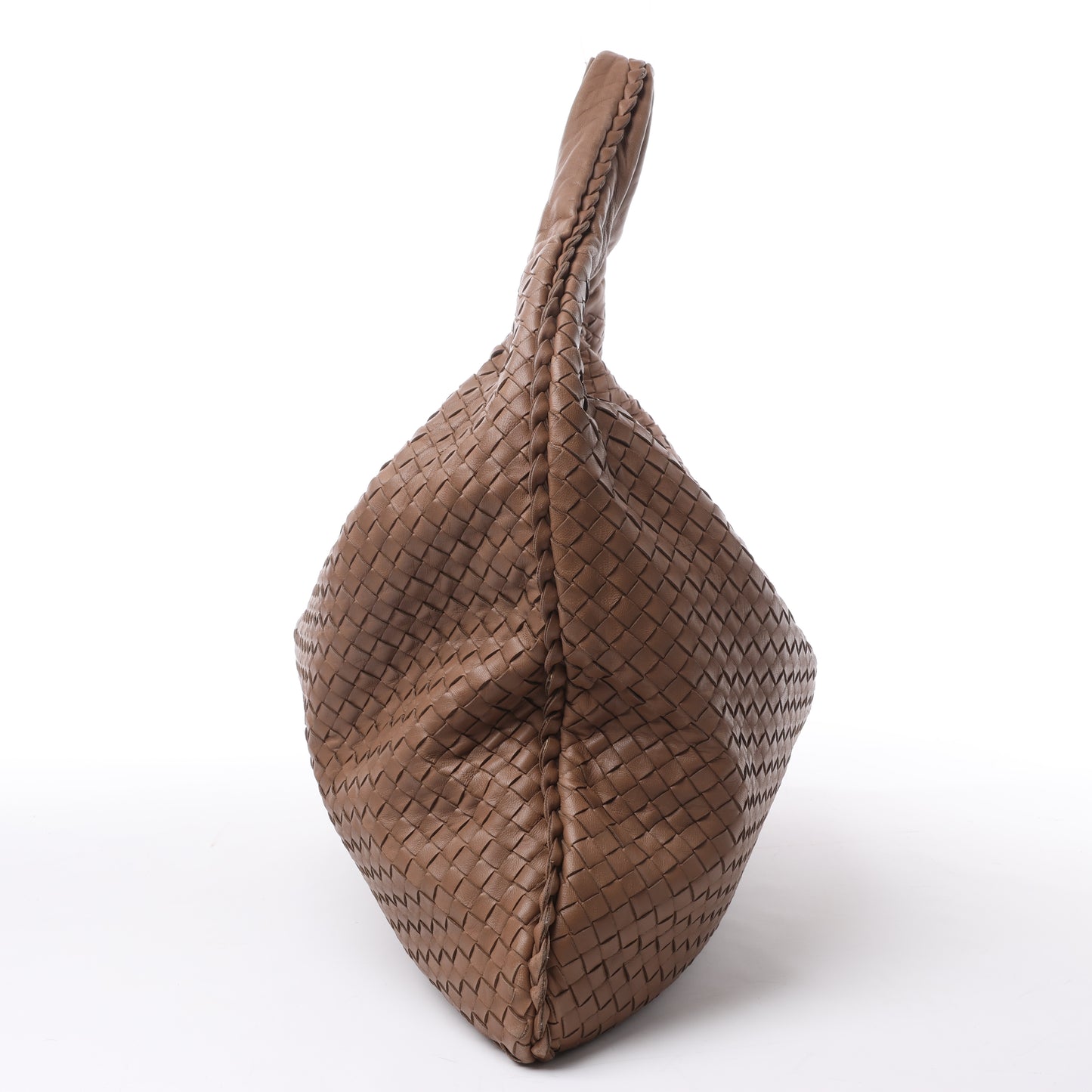 Bottega Veneta Intrecciato Hobo Leather Shoulder Bag in Brown