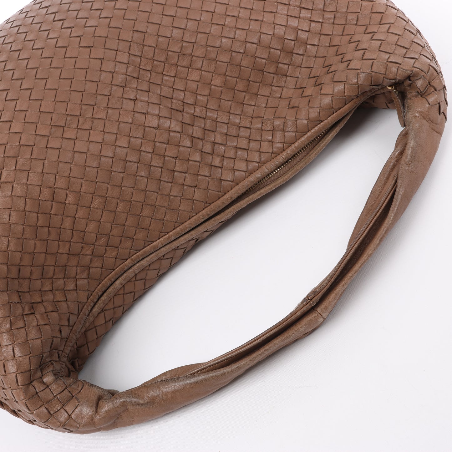 Bottega Veneta Intrecciato Hobo Leather Shoulder Bag in Brown