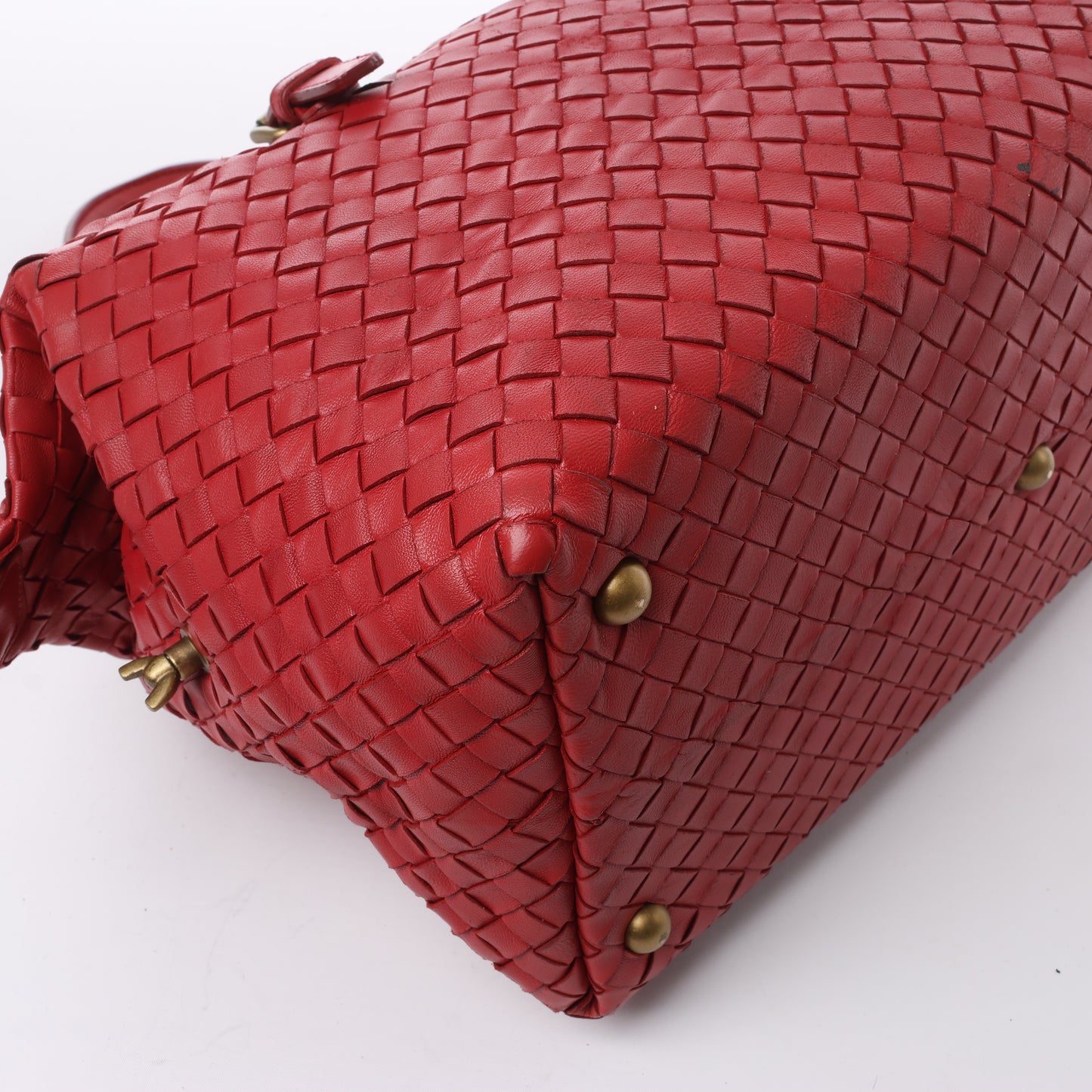 Bottega Veneta Intrecciato-Lederhandtasche in Rot
