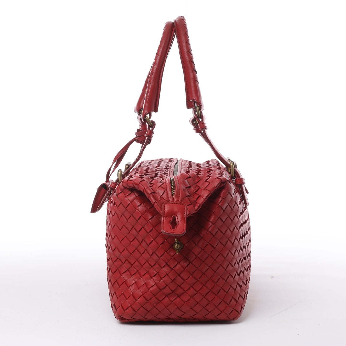 Bottega Veneta Intrecciato-Lederhandtasche in Rot