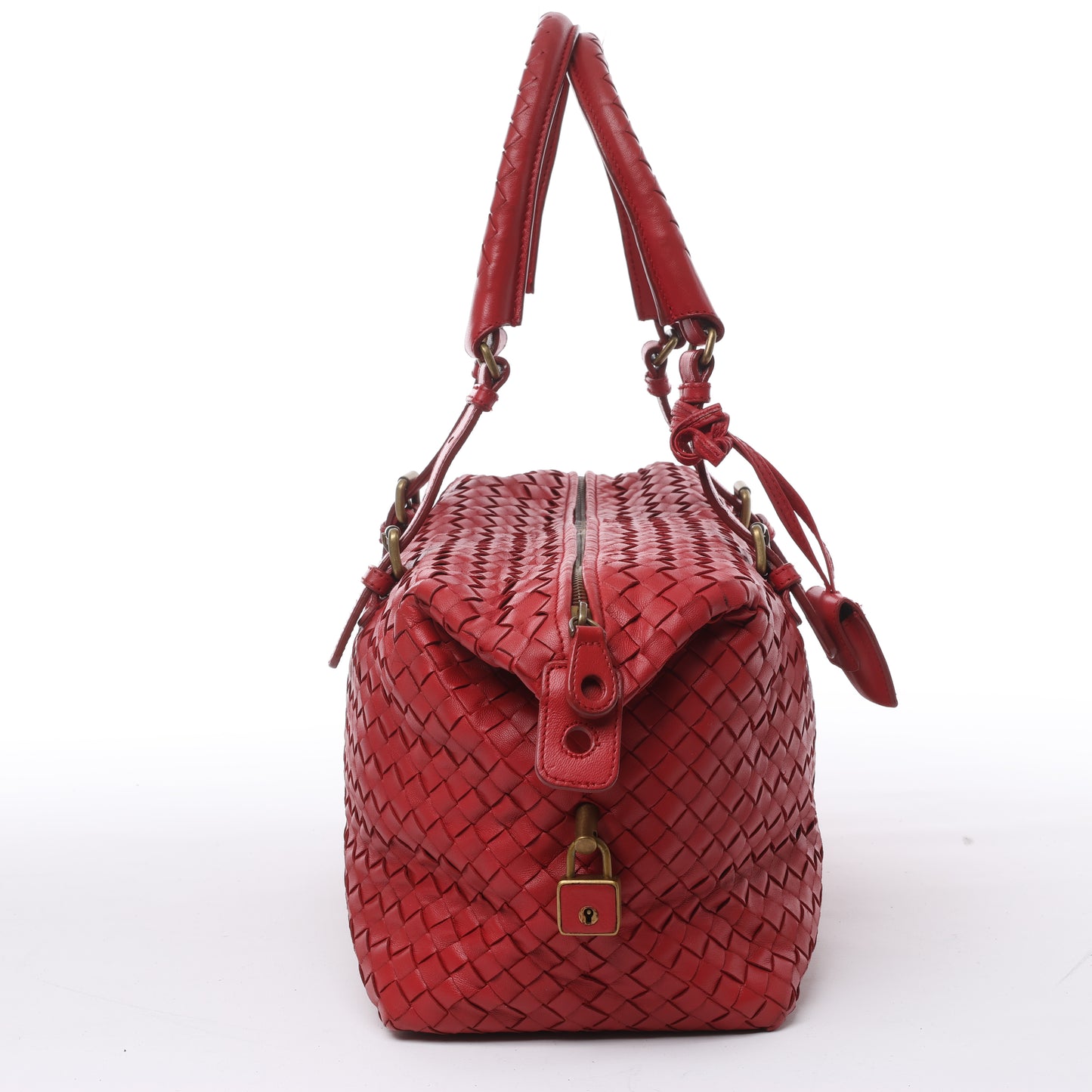 Bottega Veneta Intrecciato-Lederhandtasche in Rot