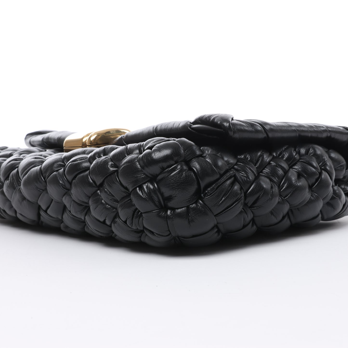 Bottega Veneta – Rumple Desiree – Schultertasche aus gewebtem Leder in Schwarz