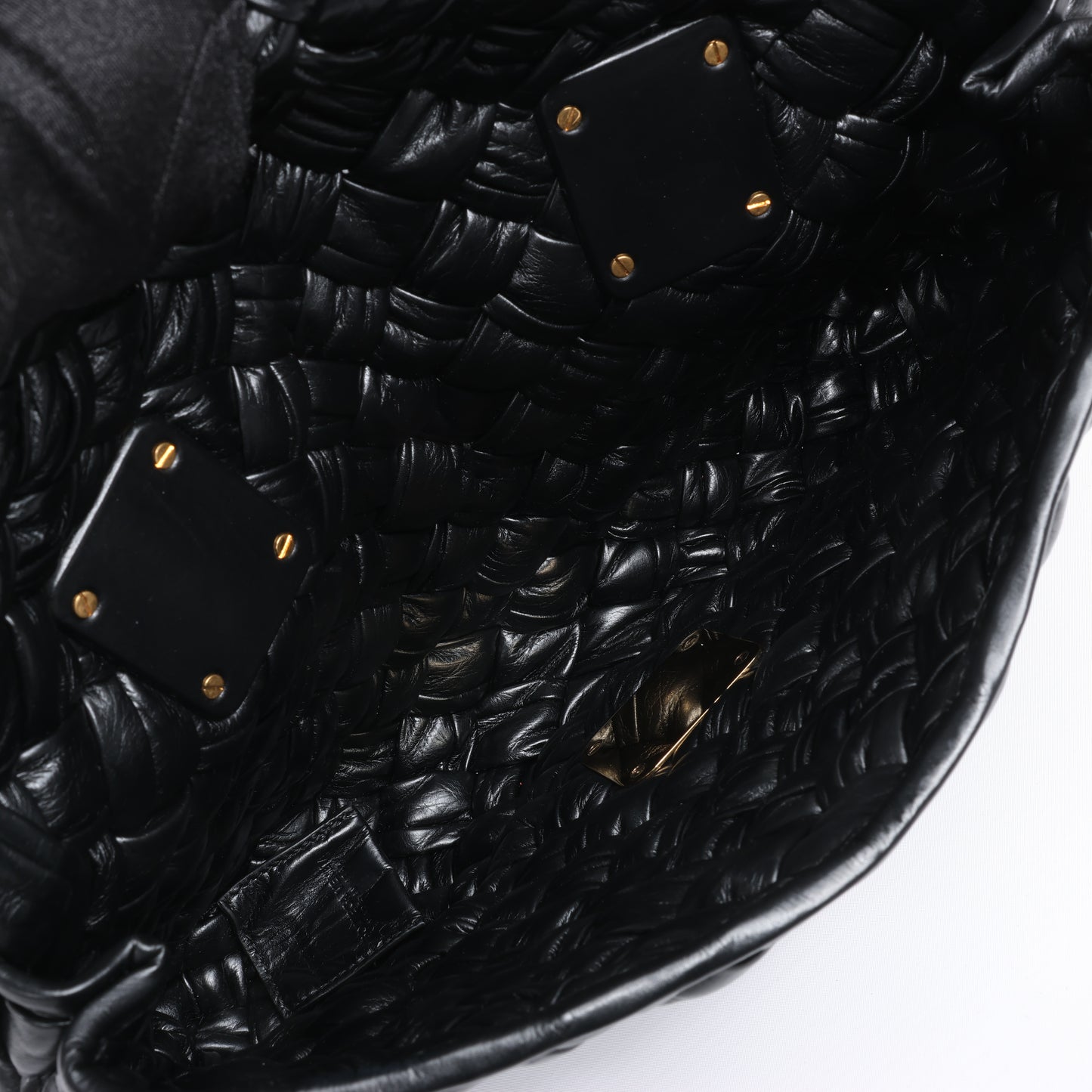 Bottega Veneta – Rumple Desiree – Schultertasche aus gewebtem Leder in Schwarz