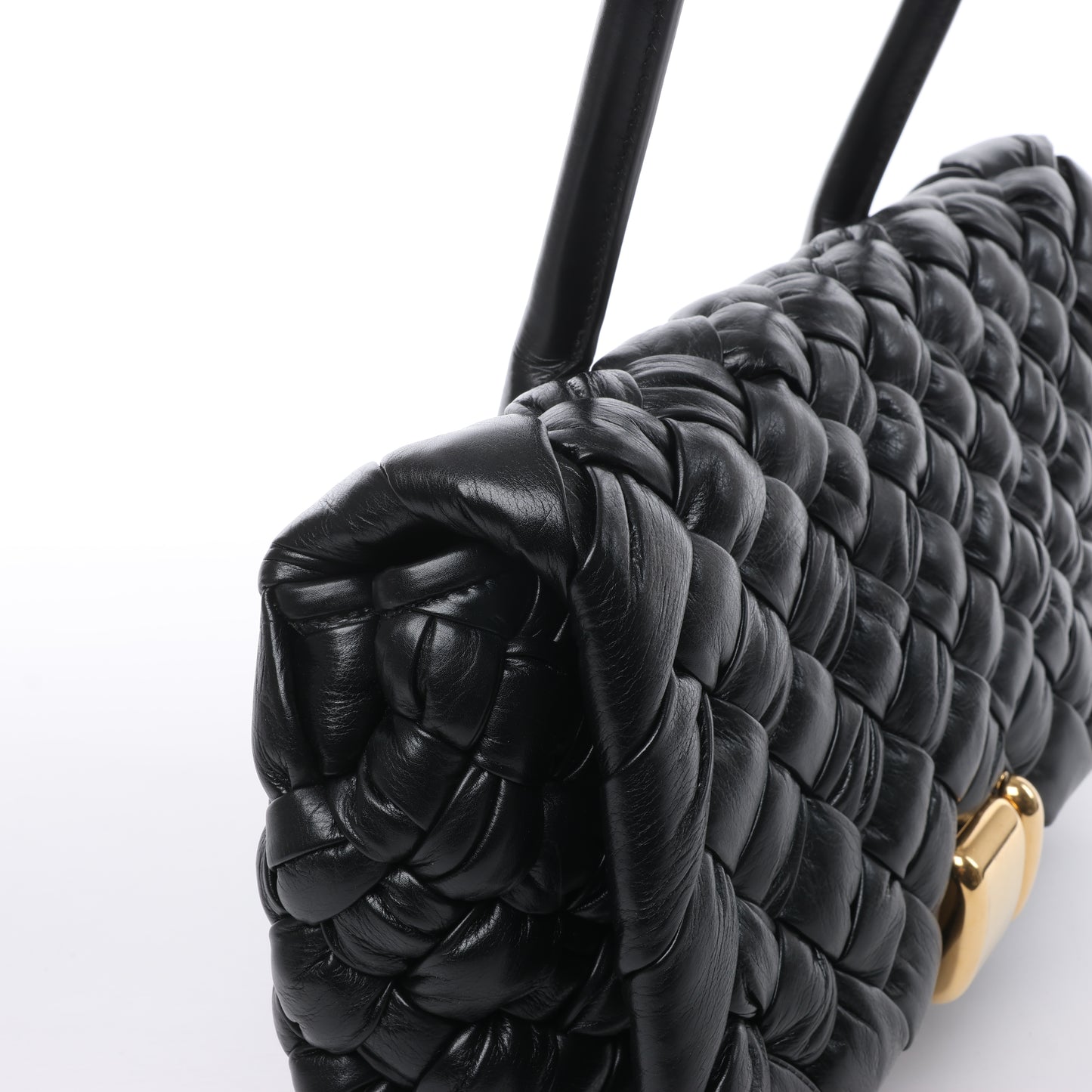 Bottega Veneta – Rumple Desiree – Schultertasche aus gewebtem Leder in Schwarz