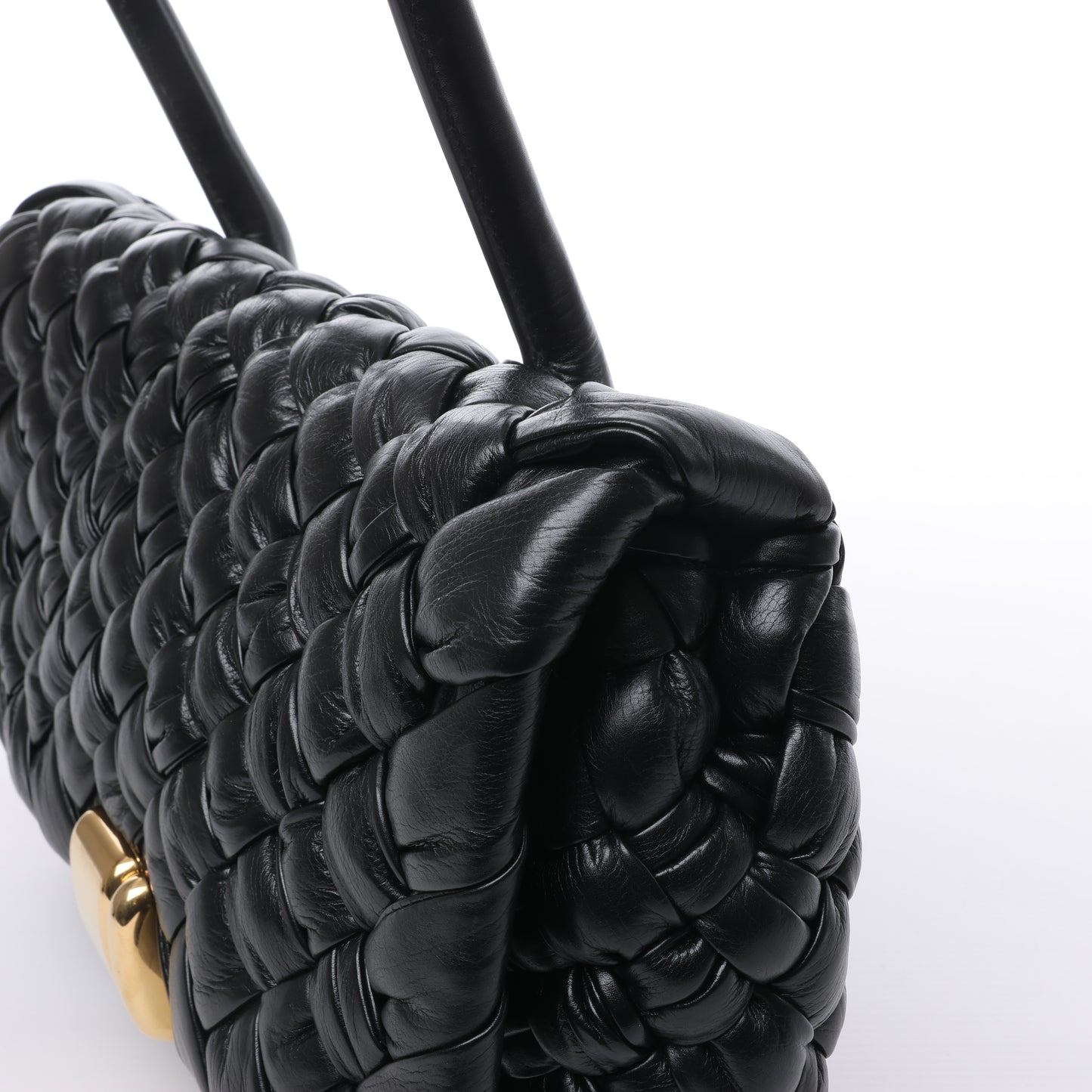 Bottega Veneta – Rumple Desiree – Schultertasche aus gewebtem Leder in Schwarz