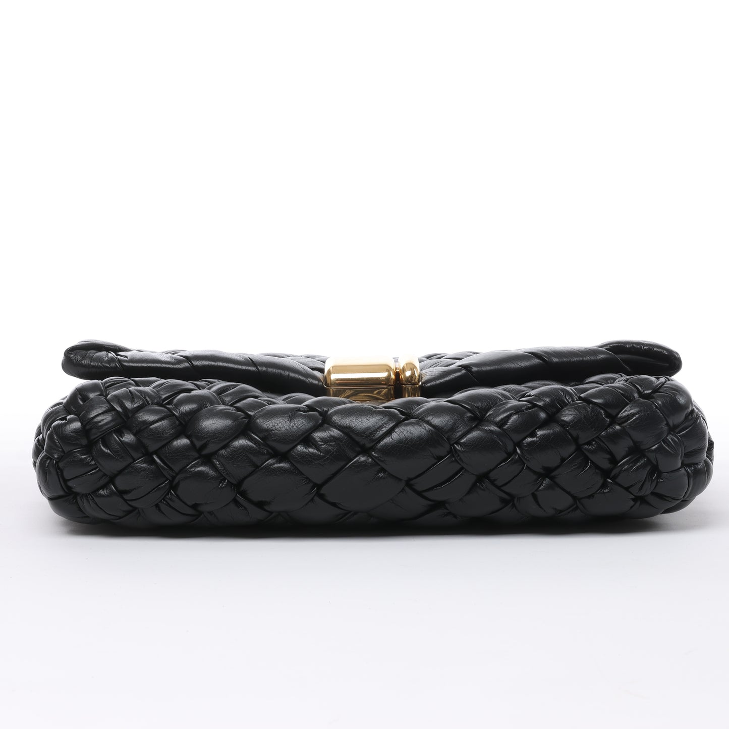 Bottega Veneta – Rumple Desiree – Schultertasche aus gewebtem Leder in Schwarz