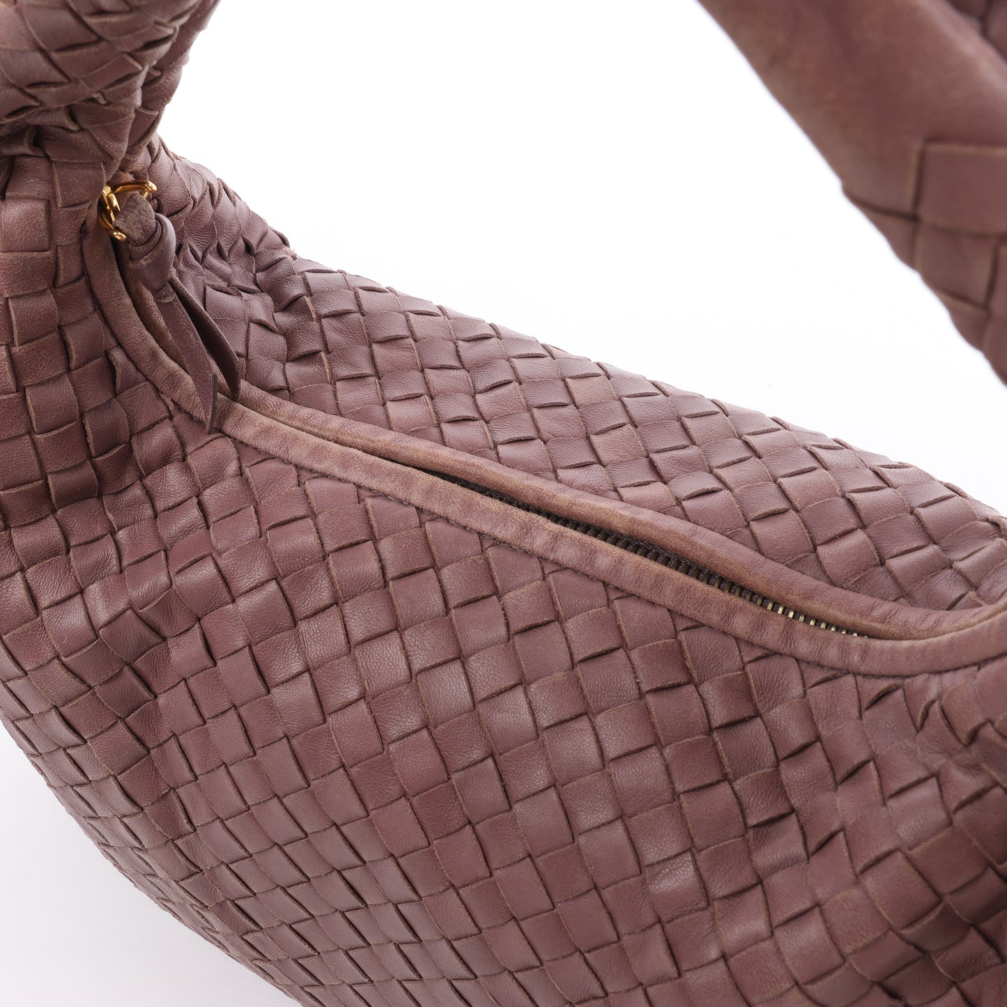 Bottega Veneta Intrecciato Hobo Leder Umhängetasche in Dusty Rose Taupe 115653