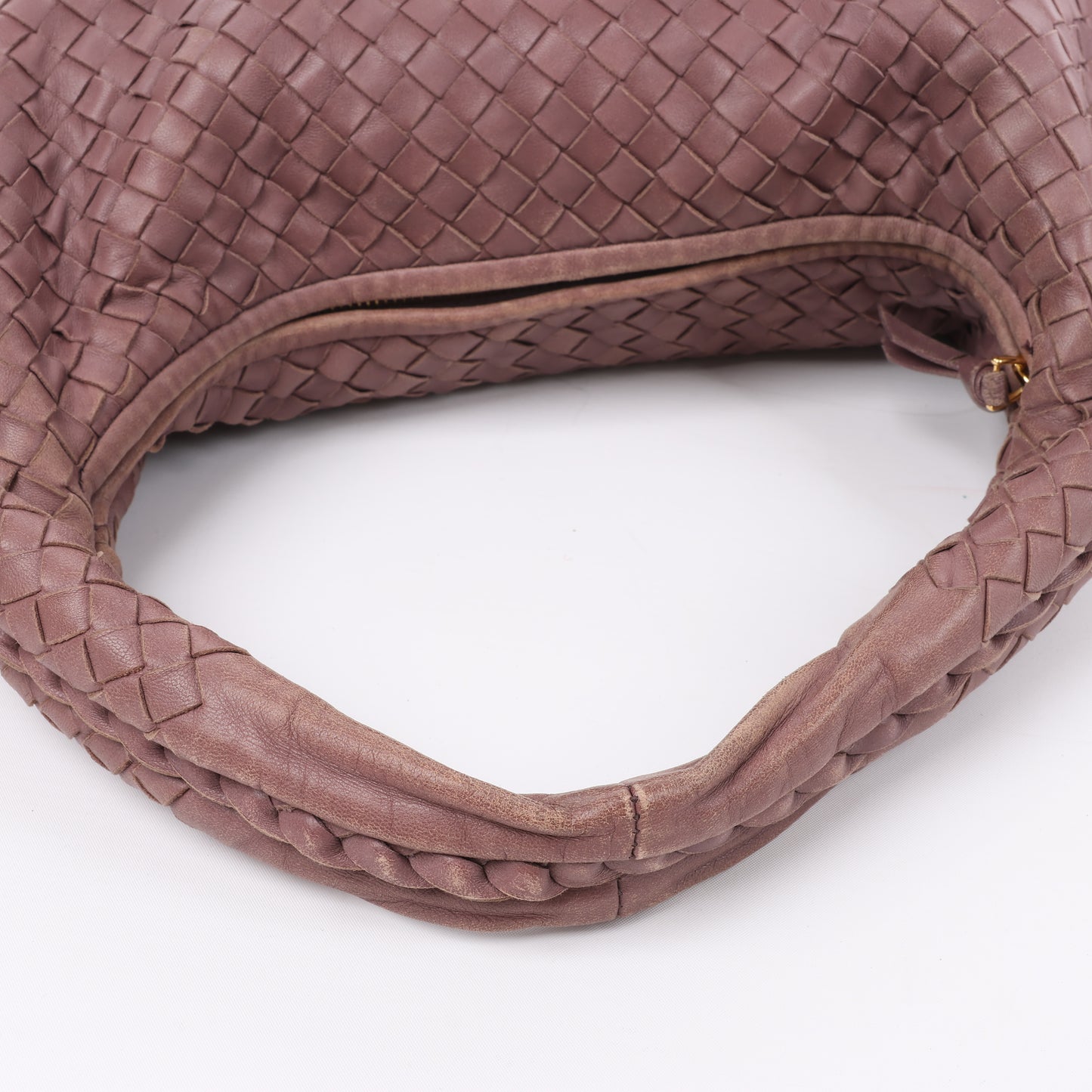 Bottega Veneta Intrecciato Hobo Leder Umhängetasche in Dusty Rose Taupe 115653