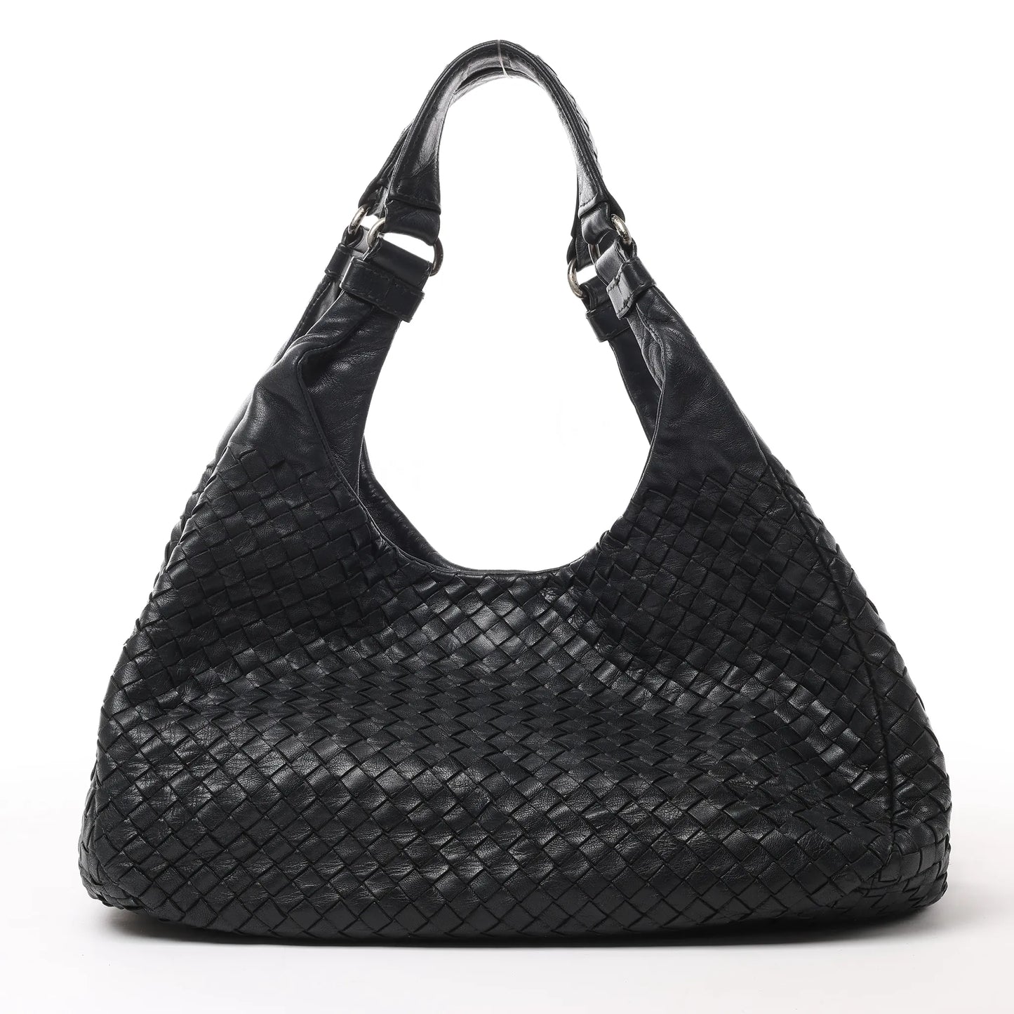 Bottega Veneta Intrecciato Campana Leder Umhängetasche in Schwarz 125787