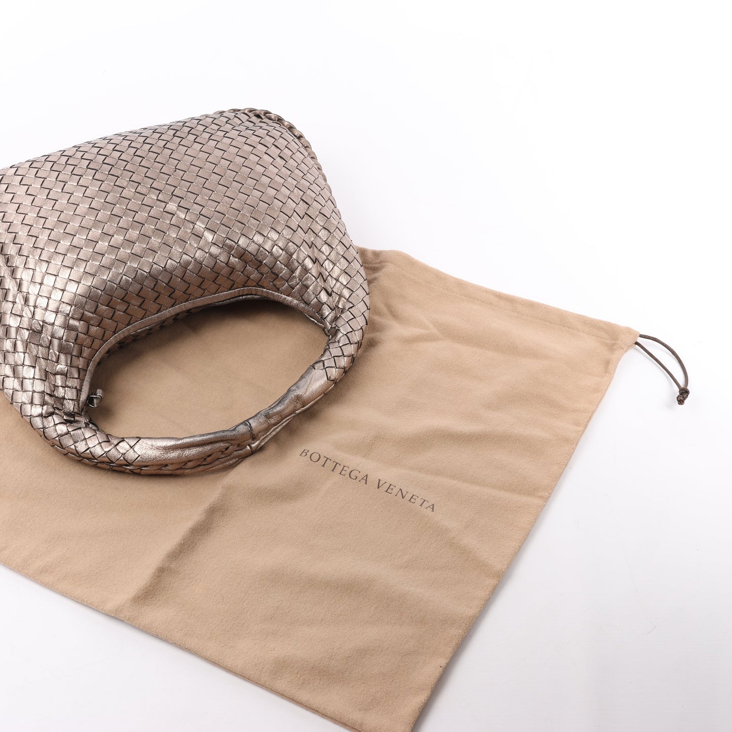 Bottega Veneta Intrecciato Hobo Leder Umhängetasche in Gold