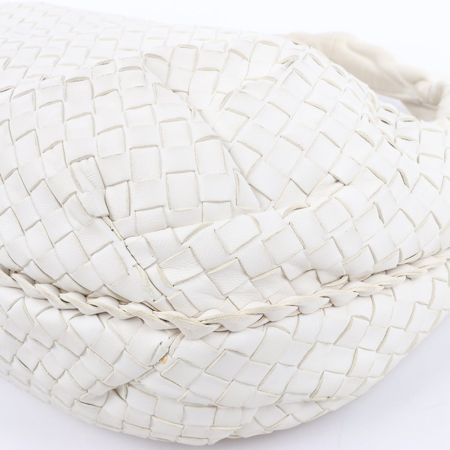 Bottega Veneta Intrecciato Hobo Leder Umhängetasche in Weiß