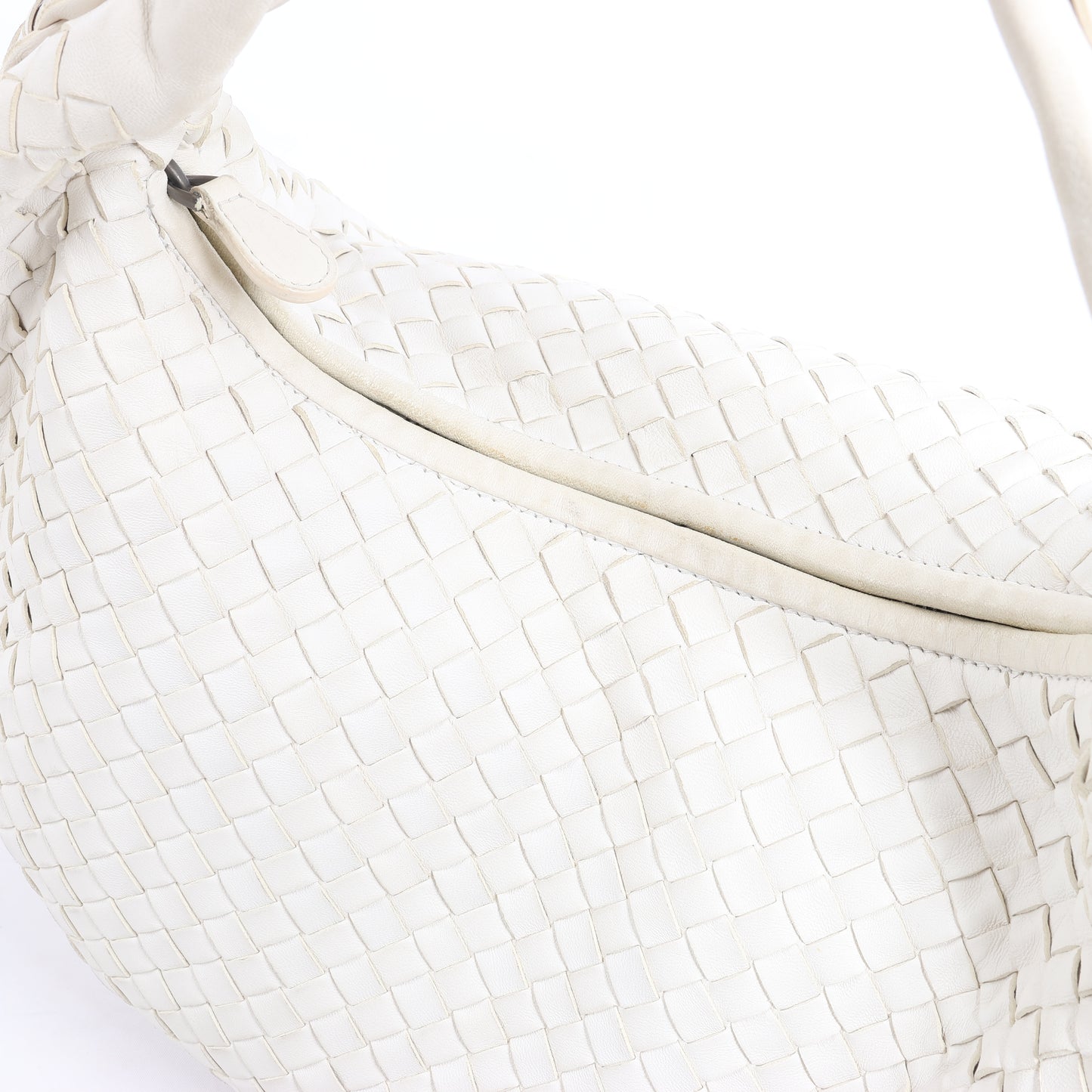 Bottega Veneta Intrecciato Hobo Leder Umhängetasche in Weiß