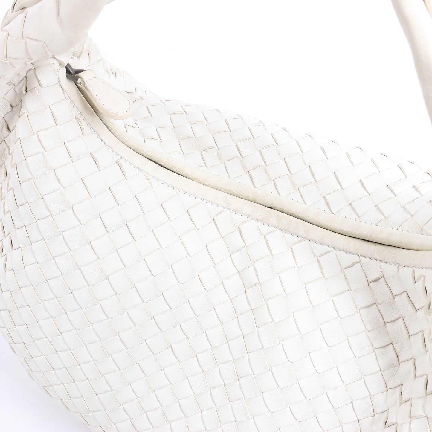 Bottega Veneta Intrecciato Hobo Leder Umhängetasche in Weiß