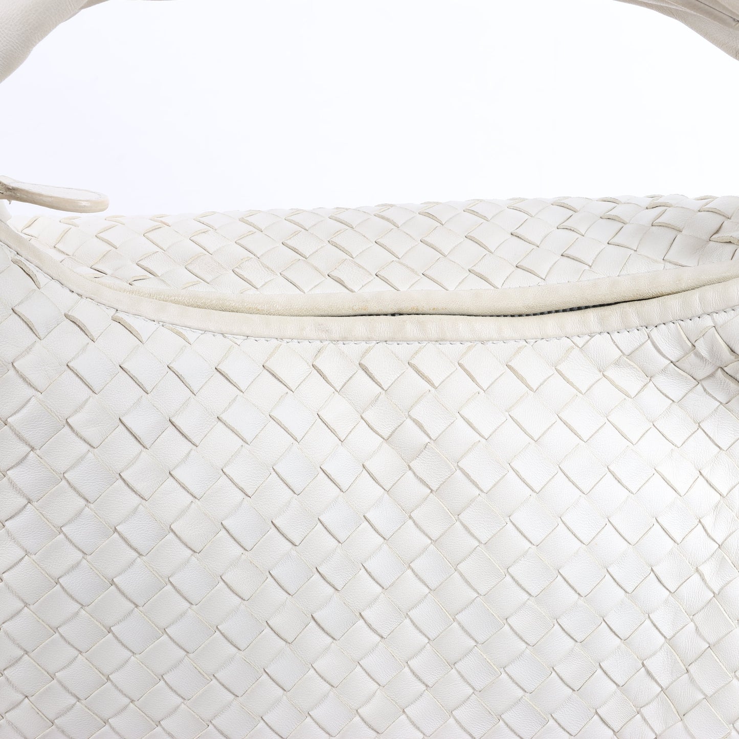 Bottega Veneta Intrecciato Hobo Leder Umhängetasche in Weiß
