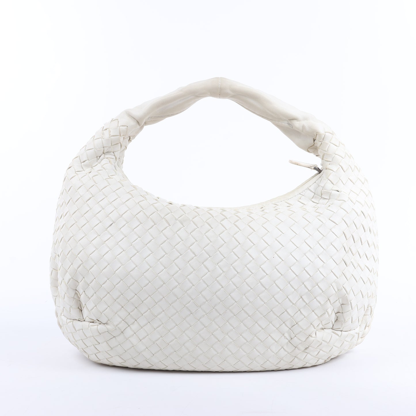 Bottega Veneta Intrecciato Hobo Leder Umhängetasche in Weiß