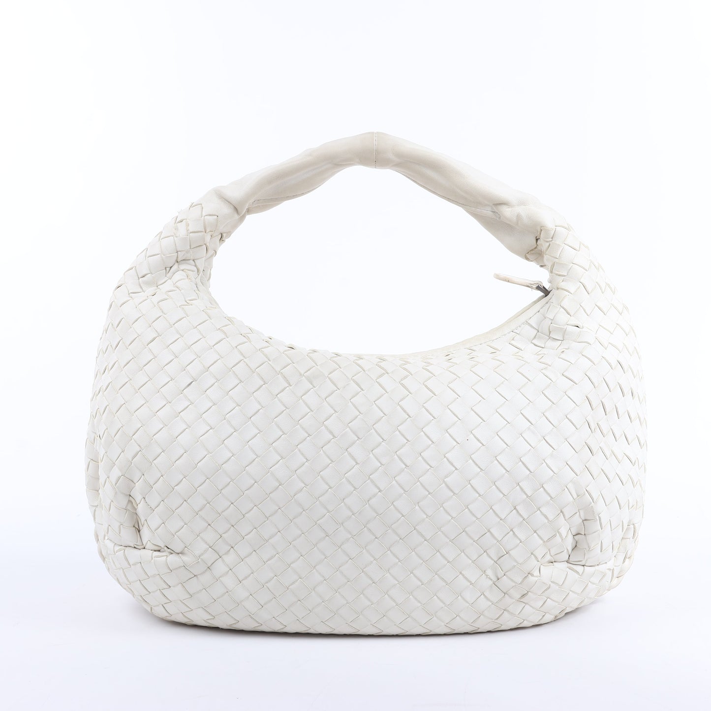 Bottega Veneta Intrecciato Hobo Leder Umhängetasche in Weiß