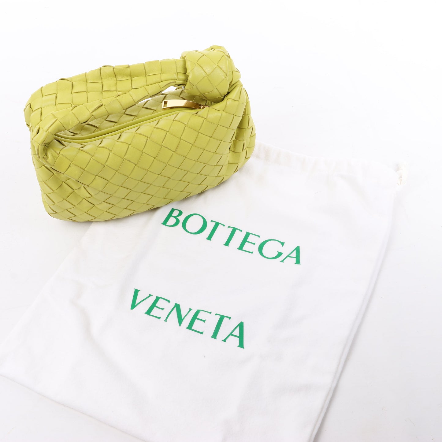 Bottega Veneta Intrecciato Mini Jodie Lederhandtasche in Gelbgrün