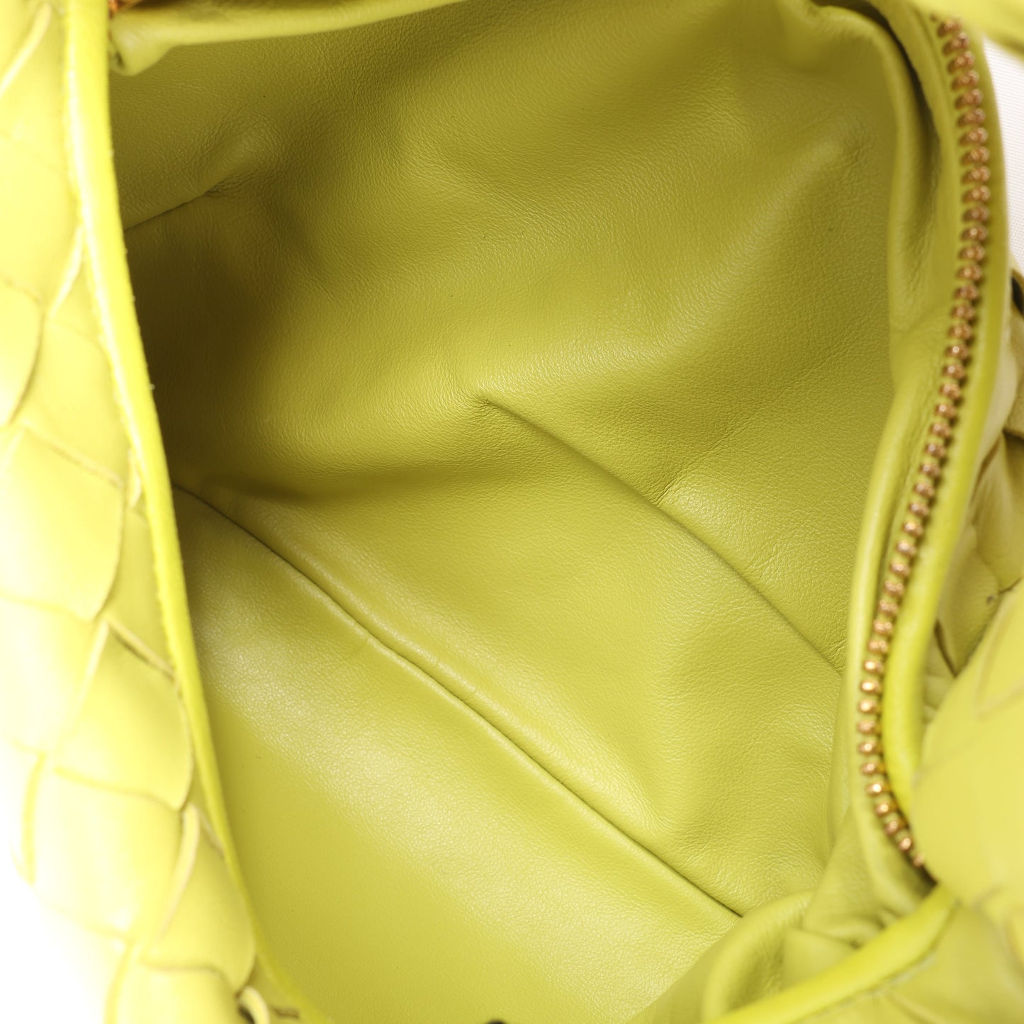 Bottega Veneta Intrecciato Mini Jodie Lederhandtasche in Gelbgrün