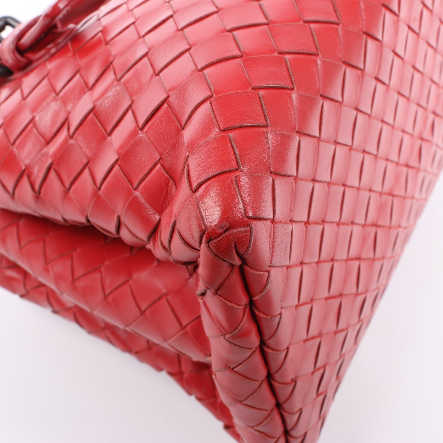 Bottega Veneta Intrecciato Roma Lederhandtasche in Rot