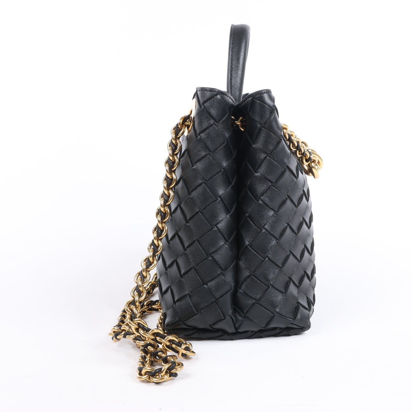 Bottega Veneta Intrecciato Kleine 2-Wege-Handtasche aus Andiamo-Leder in Schwarz
