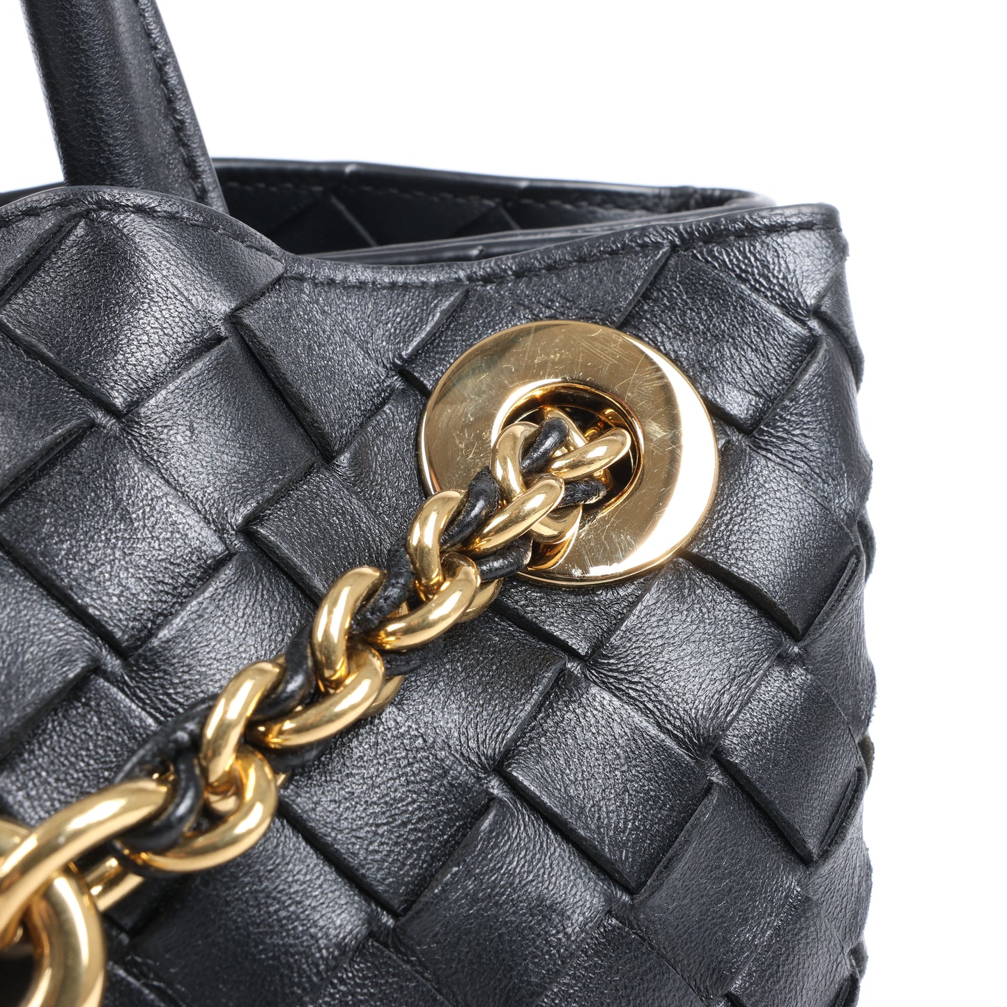 Bottega Veneta Intrecciato Kleine 2-Wege-Handtasche aus Andiamo-Leder in Schwarz