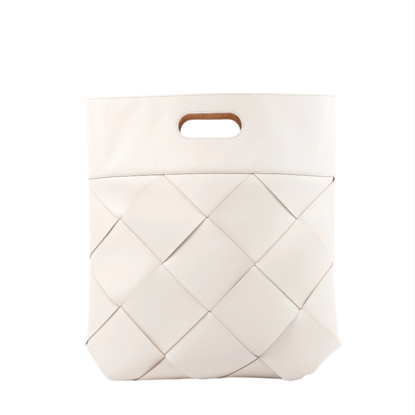Bottega Veneta Maxi Intrecciato Lederhandtasche in Weiß