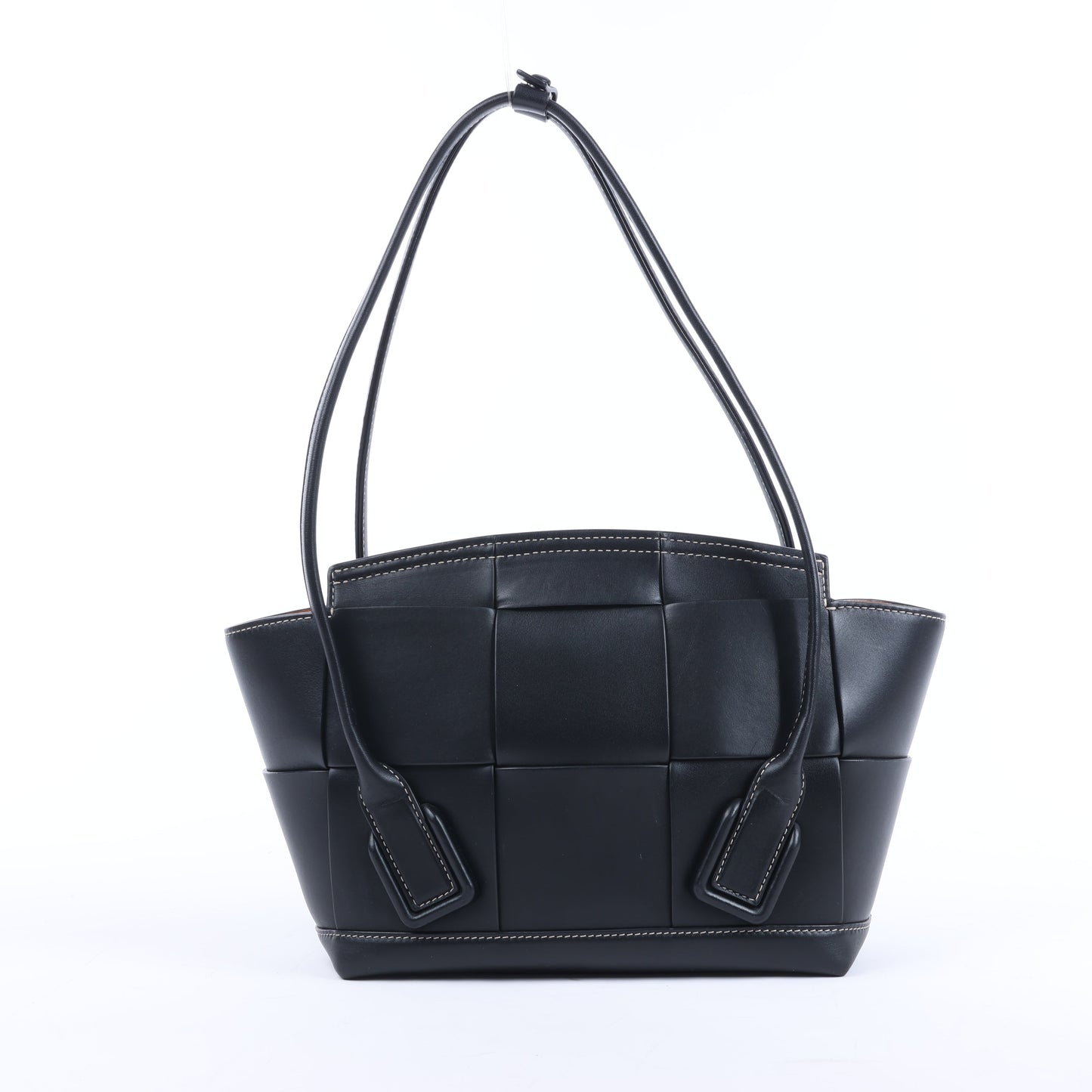 Bottega Veneta Arco Maxi Intrecciato Lederhandtasche in Schwarz