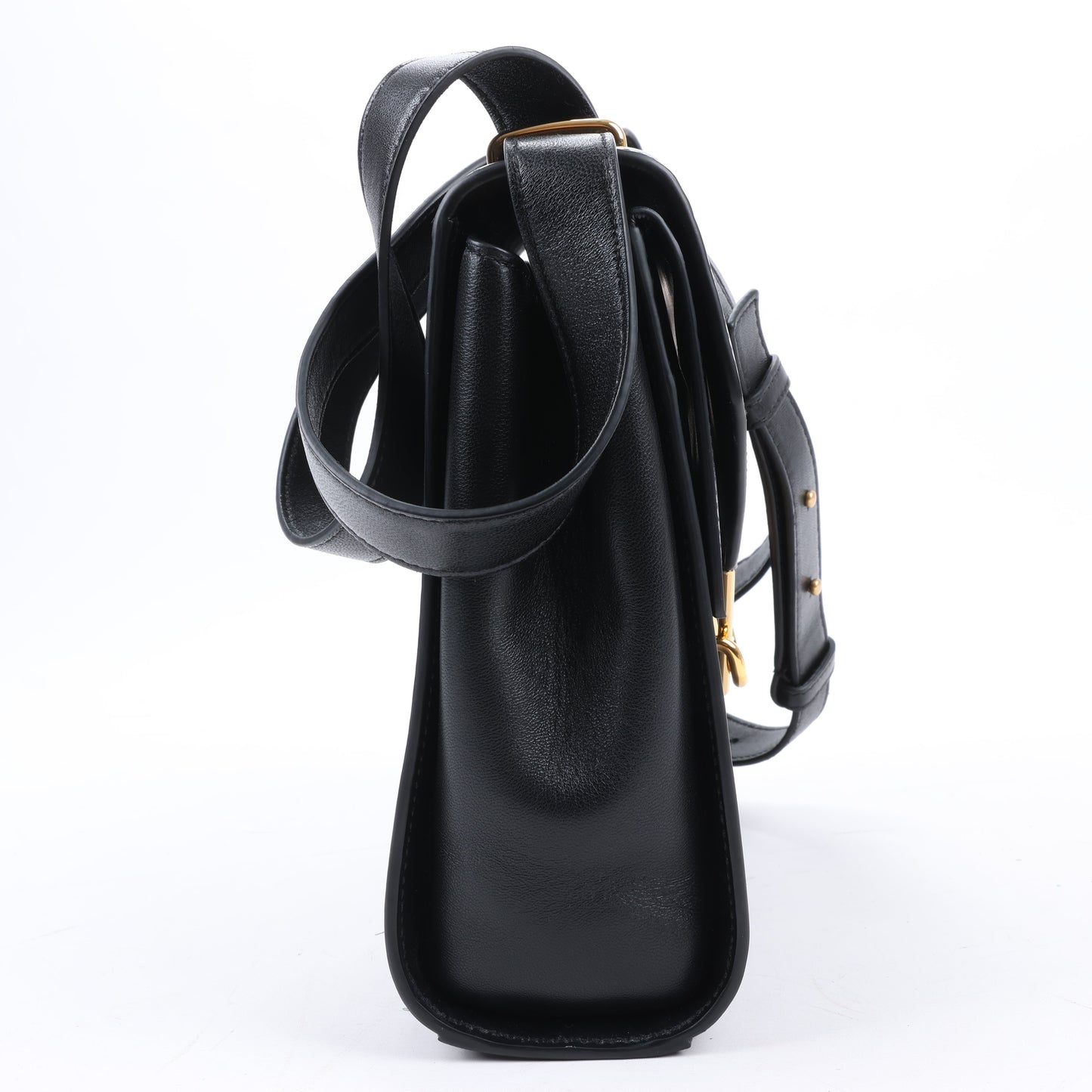Bottega Veneta Box Calfskin Nappa Clip Shoulder Bag in Black