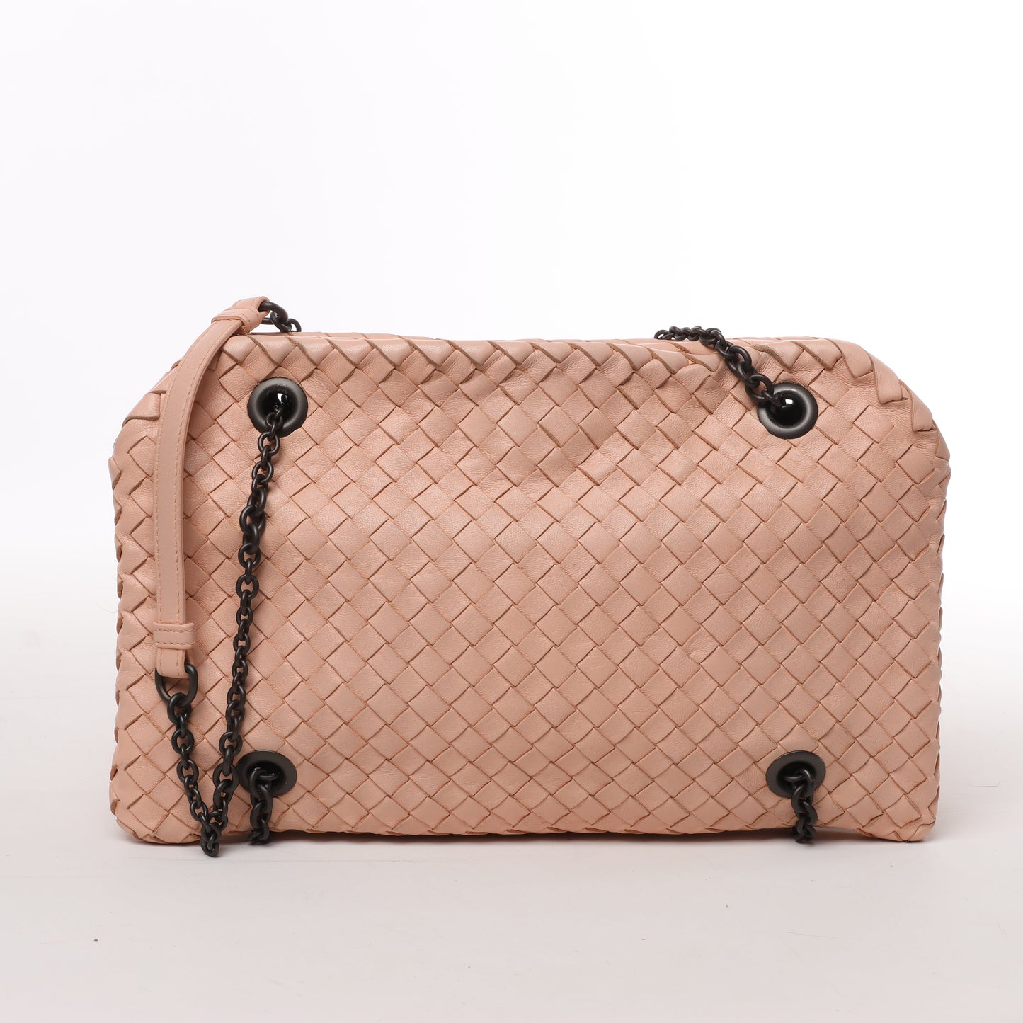 Bottega Veneta Intrecciato-Lederketten-Umhängetasche in Puderrosa