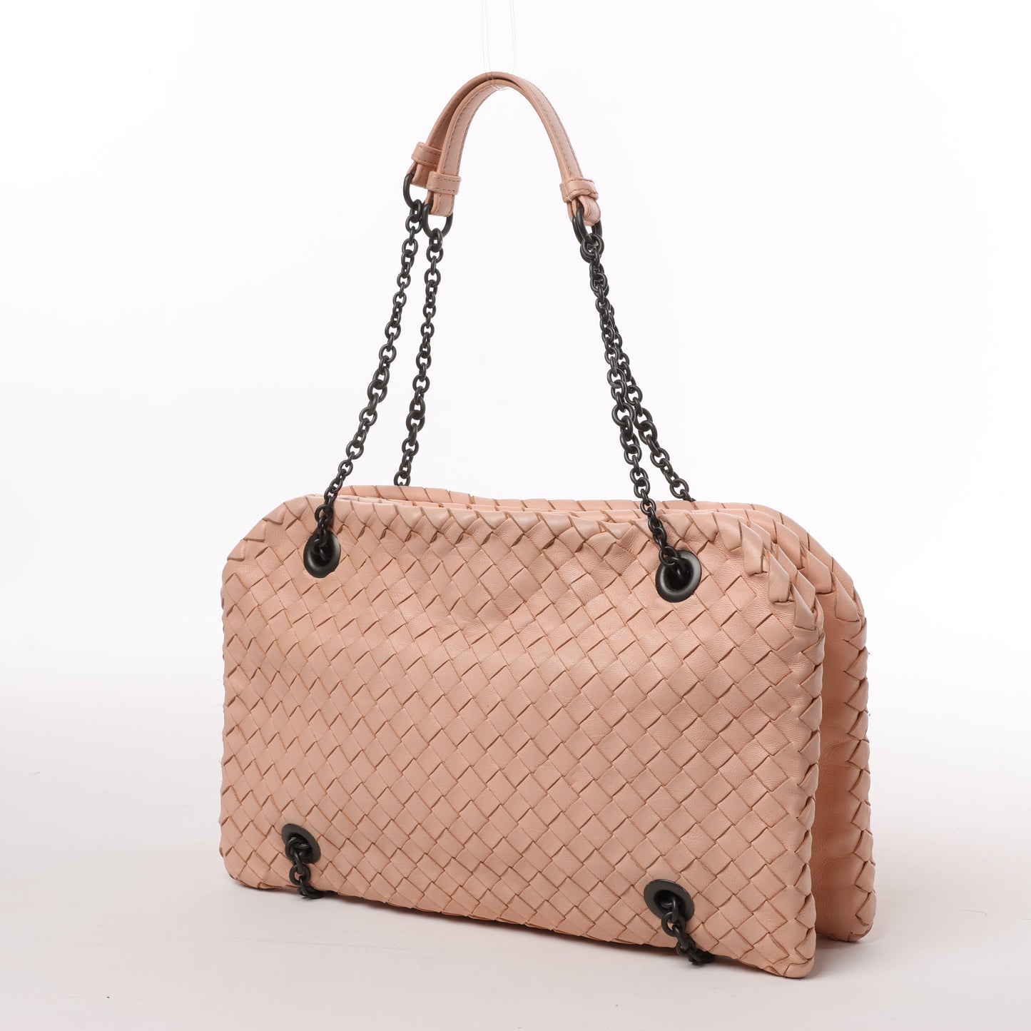 Bottega Veneta Intrecciato-Lederketten-Umhängetasche in Puderrosa
