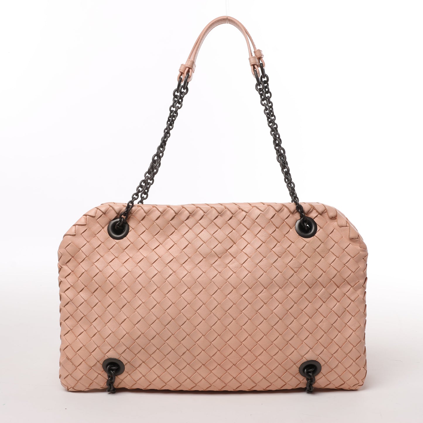 Bottega Veneta Intrecciato-Lederketten-Umhängetasche in Puderrosa