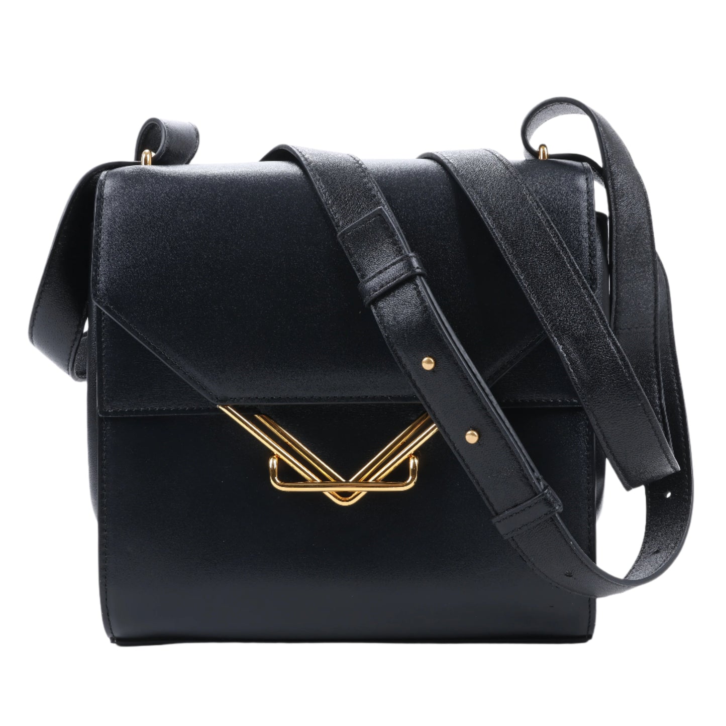 Bottega Veneta Box Calfskin Nappa Clip Shoulder Bag in Black