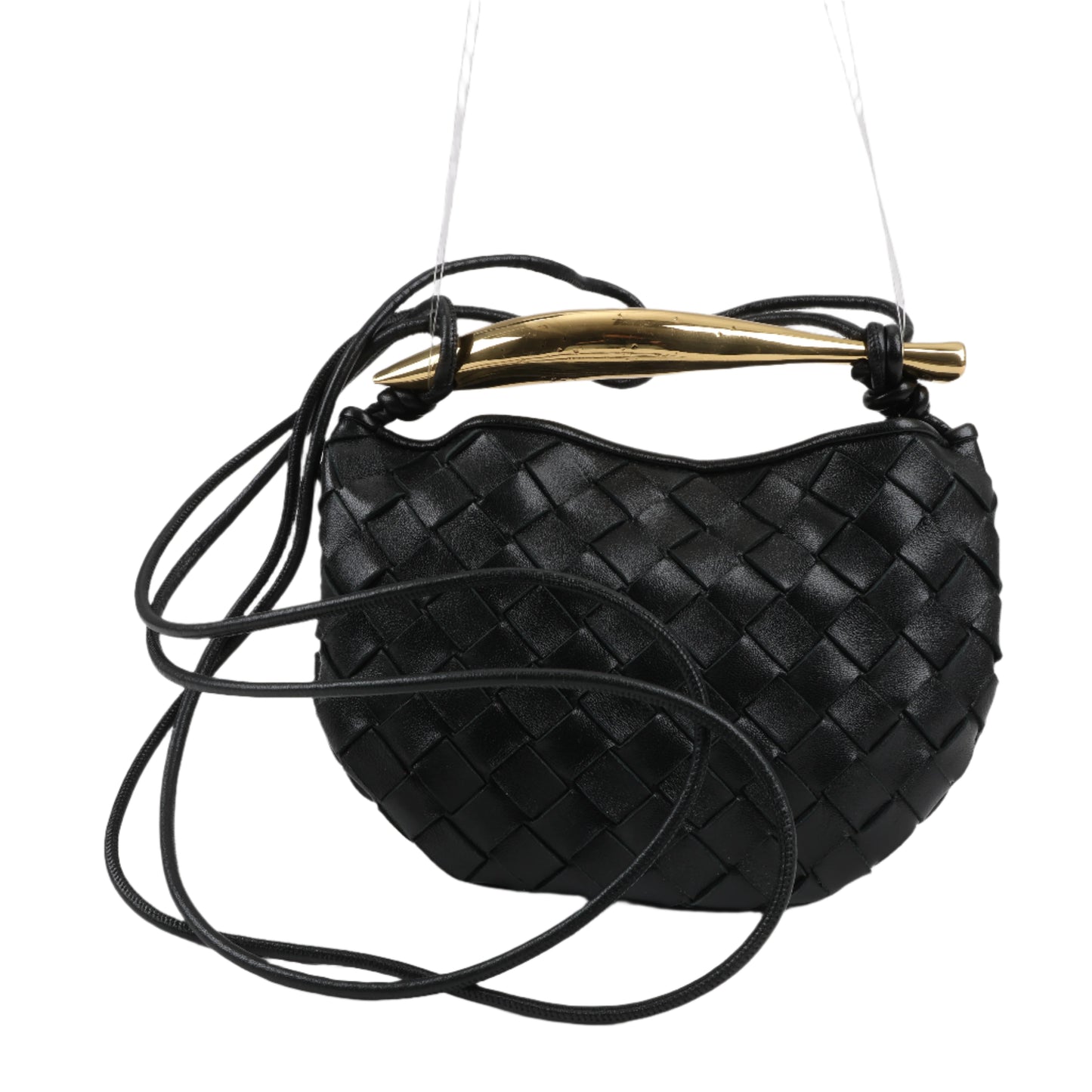 Bottega Veneta Intrecciato Sardines Leder Umhängetasche in Schwarz