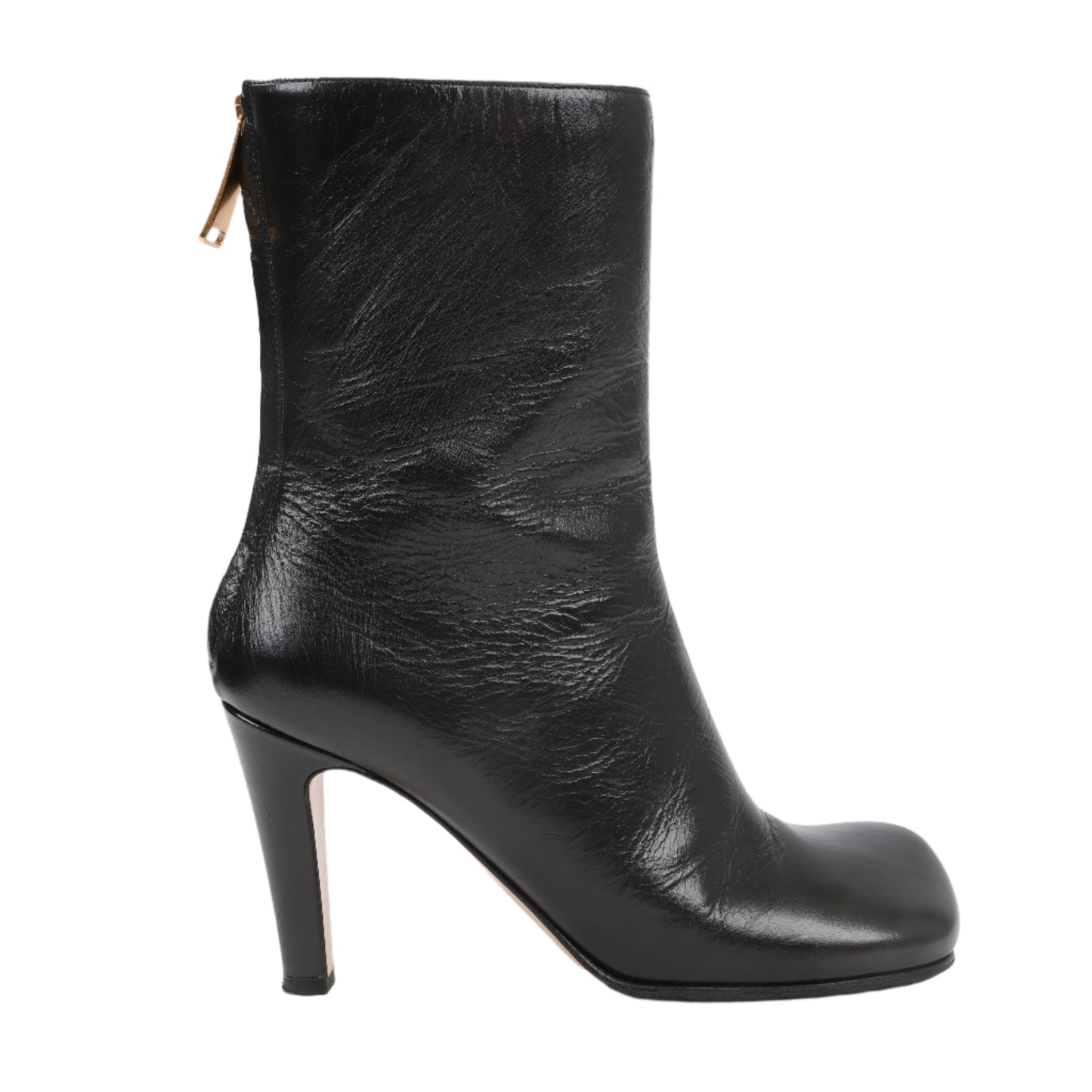 Bottega Veneta Leder LAVILLE Ankle Heel Stiefel Schwarz in Größe 38