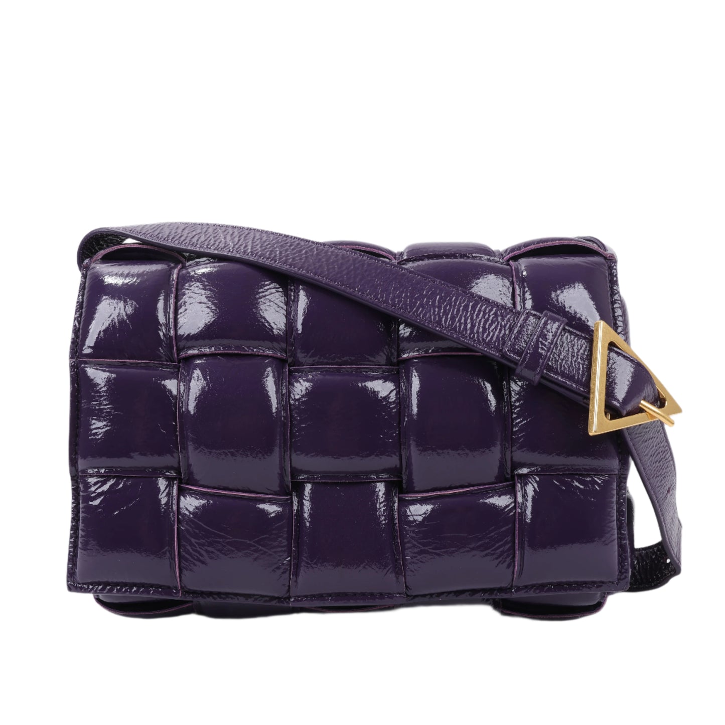 Bottega Veneta gepolsterte Kassetten-Maxi-Schultertasche aus Intrecciato-Leder in Lila