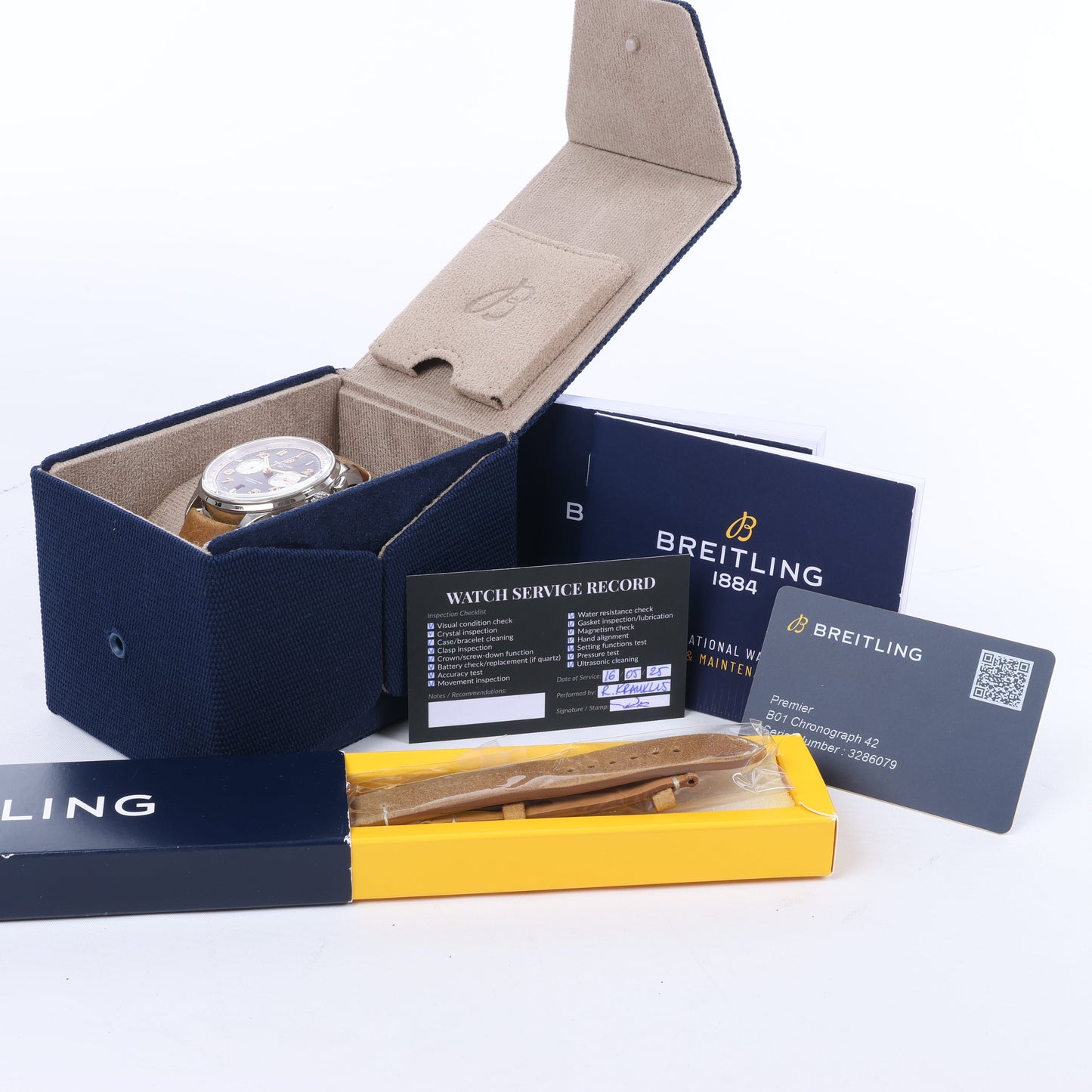 Breitling Premier B01 Chronograph 42 AB0118A21B1X2 3286079 SS & Leder AT schwarzes Zifferblatt Uhr