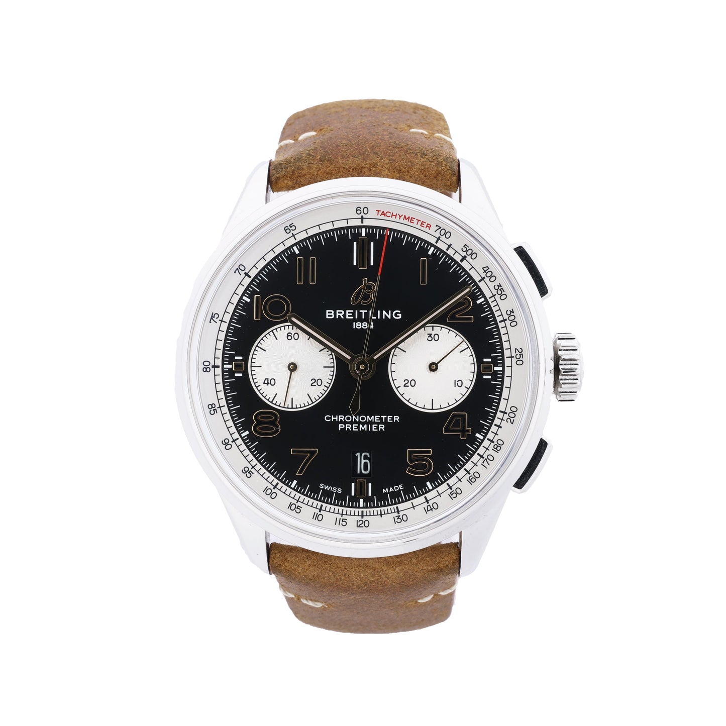 Breitling Premier B01 Chronograph 42 AB0118A21B1X2 3286079 SS & Leder AT schwarzes Zifferblatt Uhr