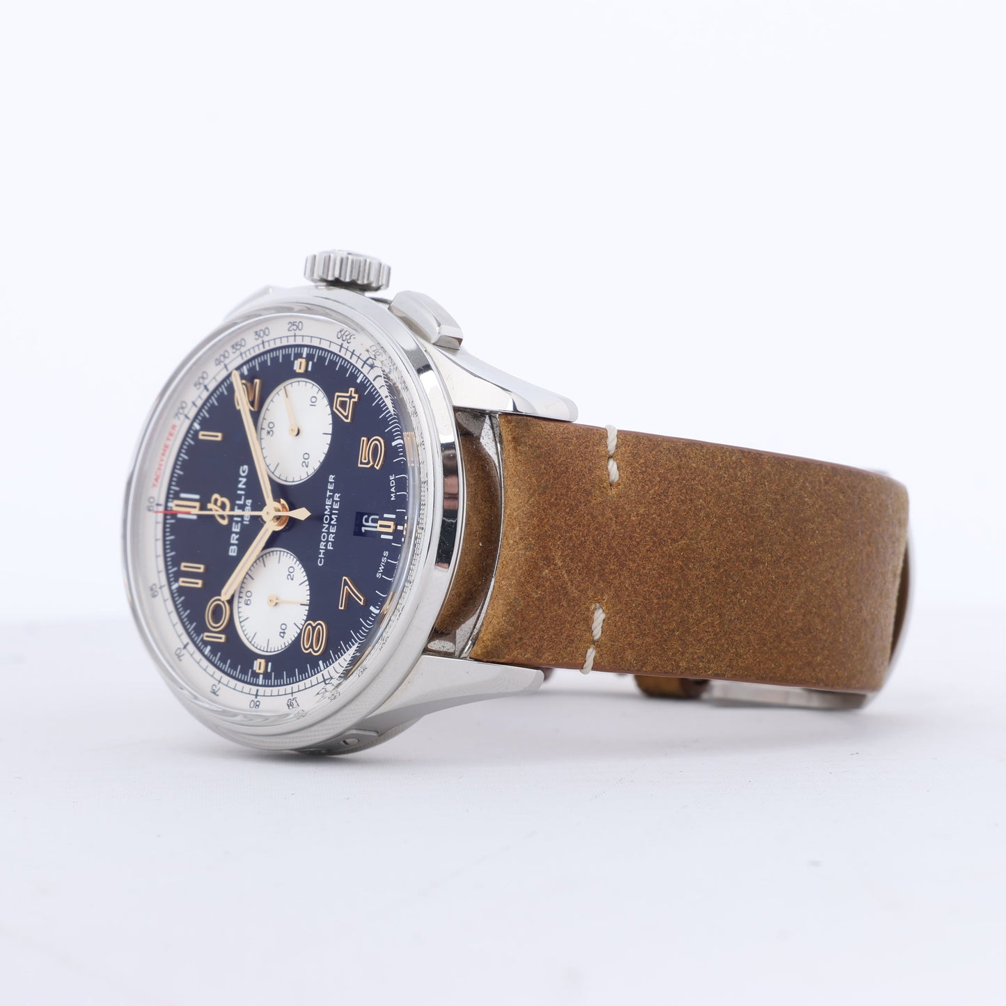 Breitling Premier B01 Chronograph 42 AB0118A21B1X2 3286079 SS & Leder AT schwarzes Zifferblatt Uhr