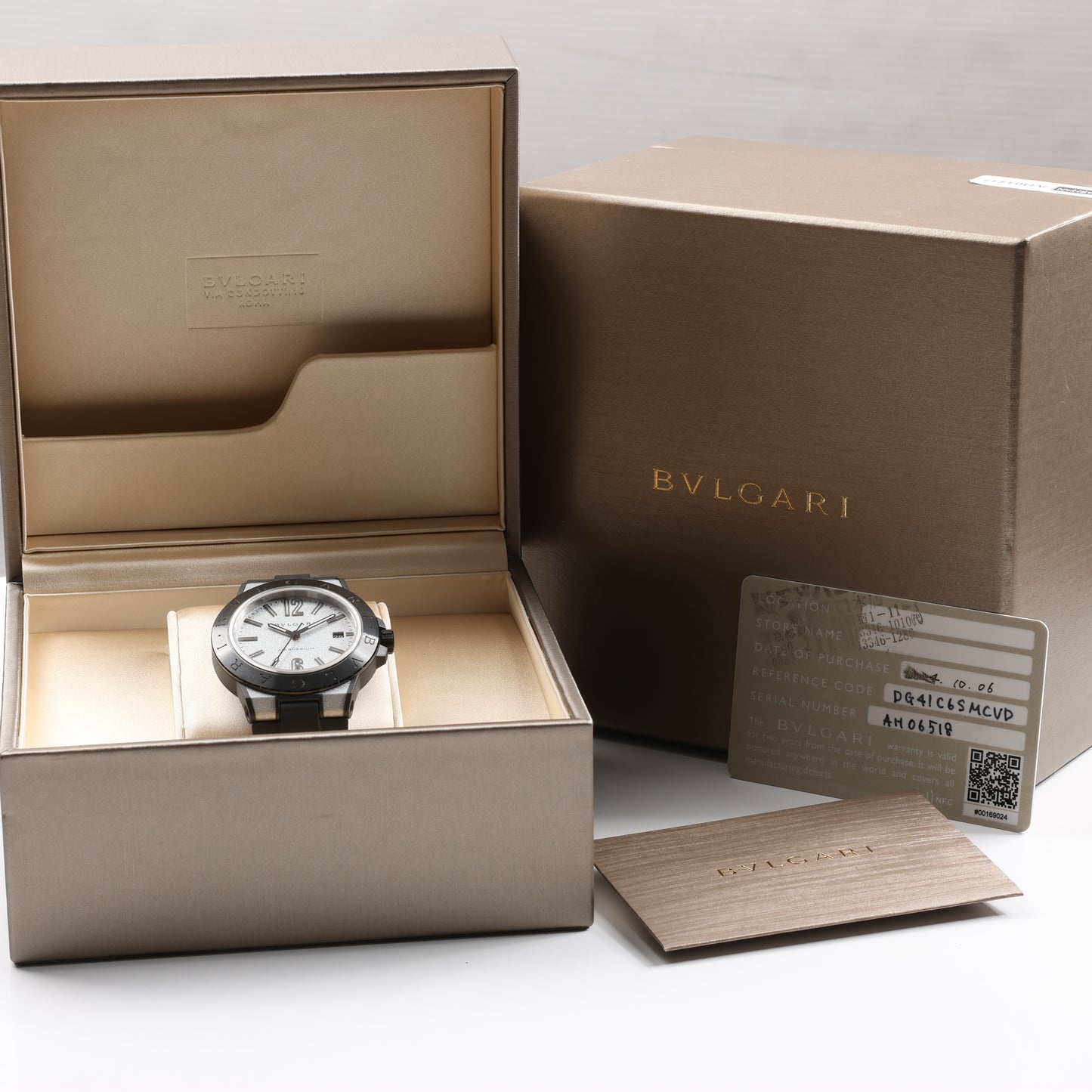 Bvlgari Diagono Magnesium DG41SMC AH06518 Magnesium & Rubber AT Silver-Face Watch