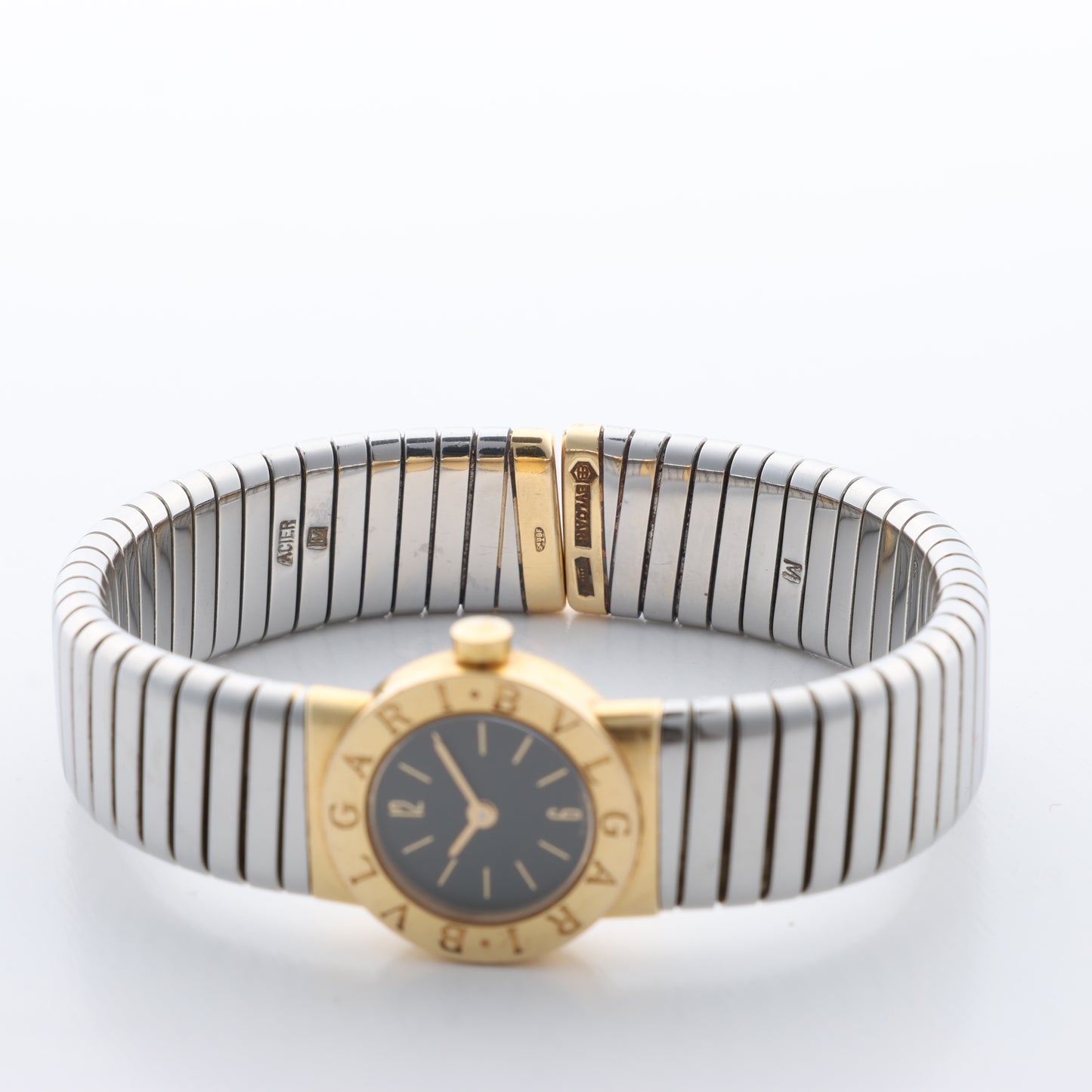 Bulgari Bulgari Bulgari Tubogas BB192T P.73933 SS×YG QZ Black Dial Watch