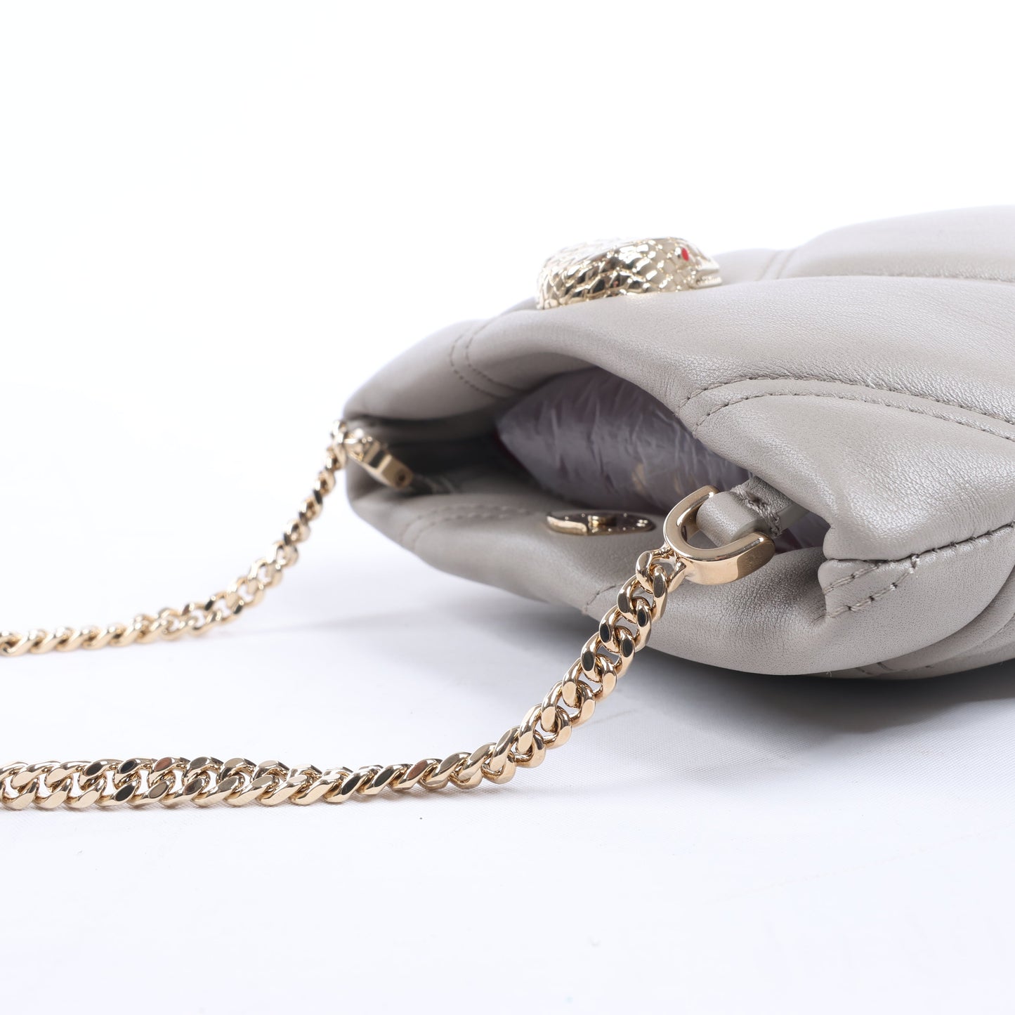Sac bandoulière BVLGARI Serpenti Cabochon en cuir gris