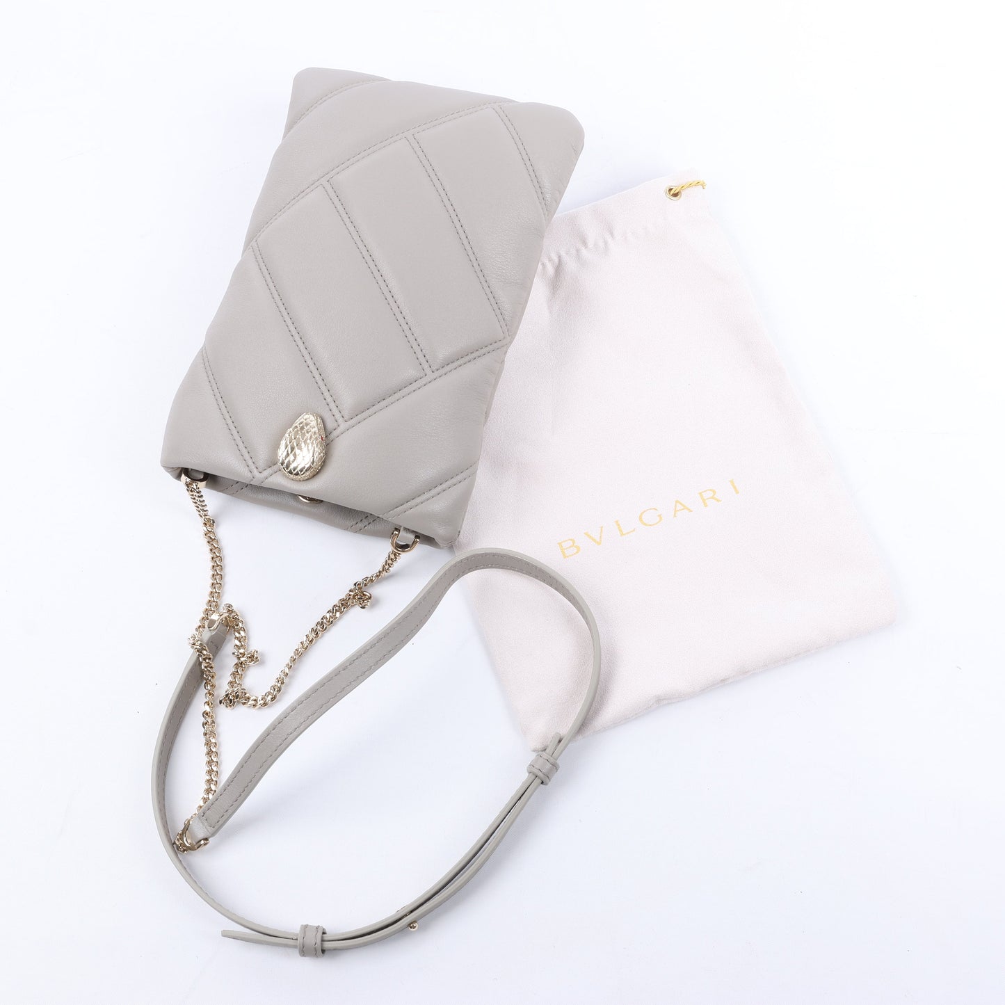 Sac bandoulière BVLGARI Serpenti Cabochon en cuir gris